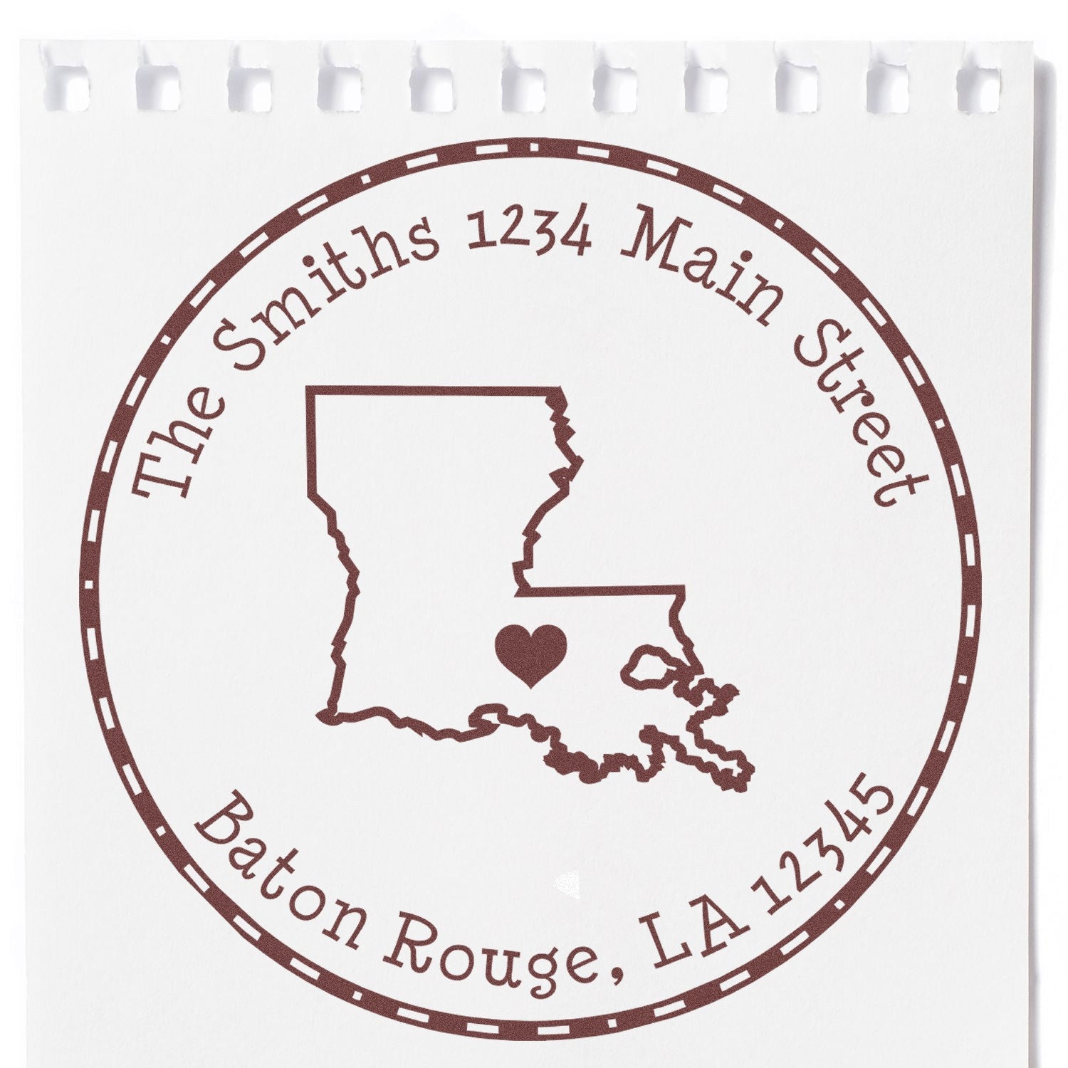 Wood Handle Round Louisiana State Luv Address Stamp