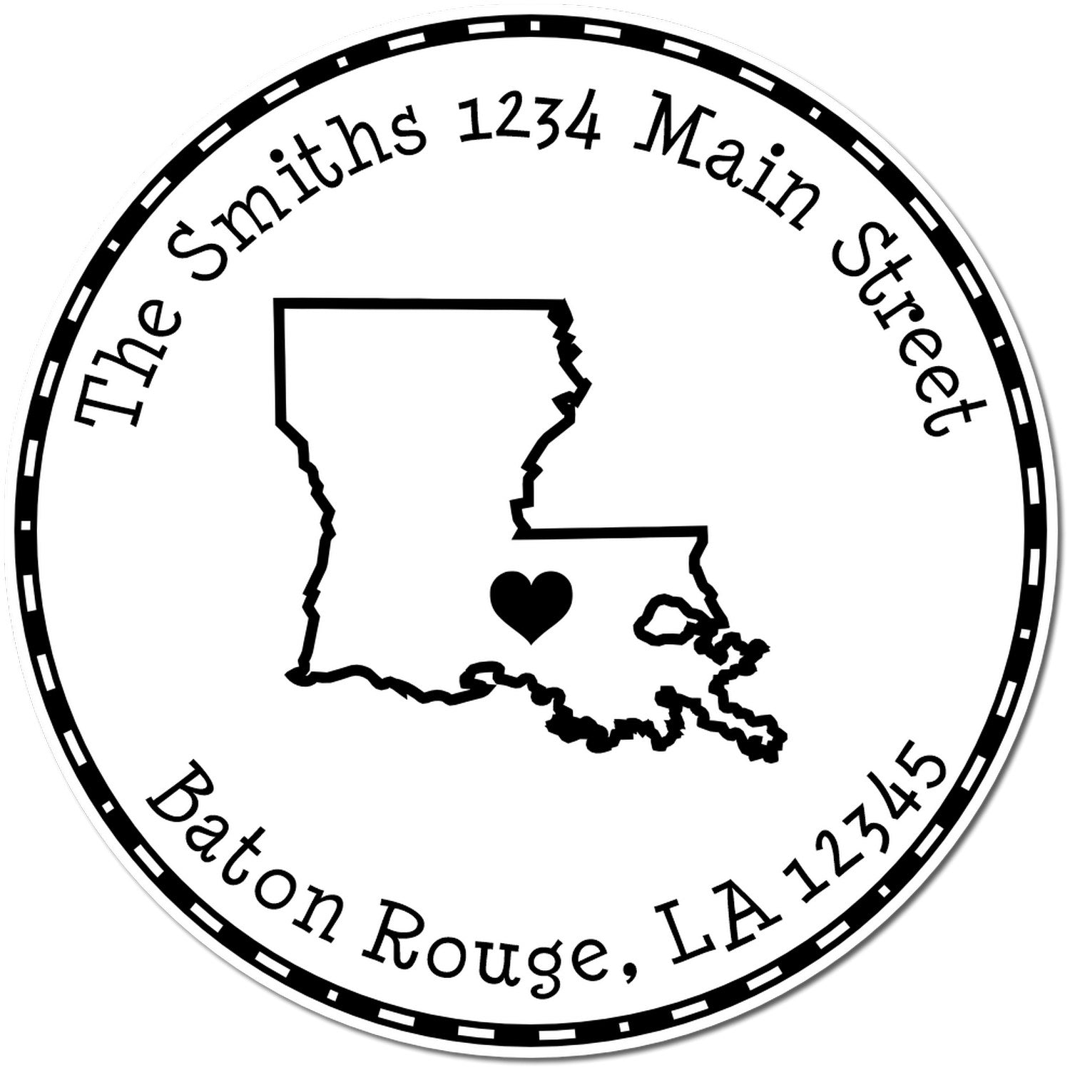 Wood Handle Round Louisiana State Luv Address Stamp