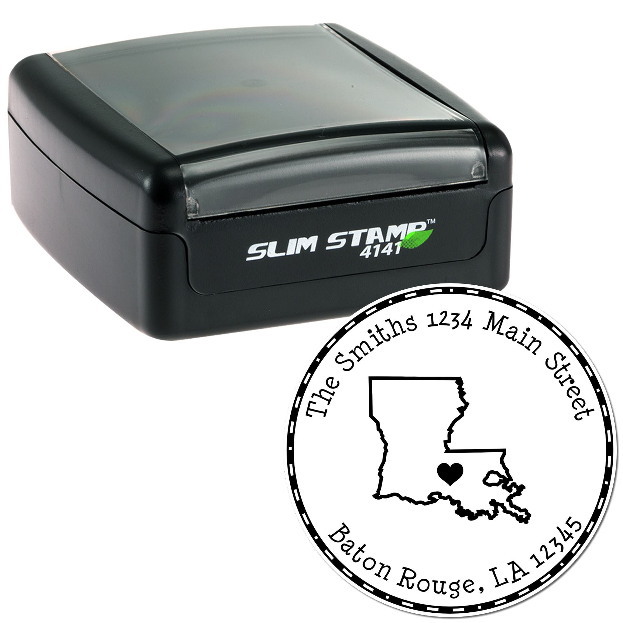 Slim Round Louisiana State Luv Address Stamp