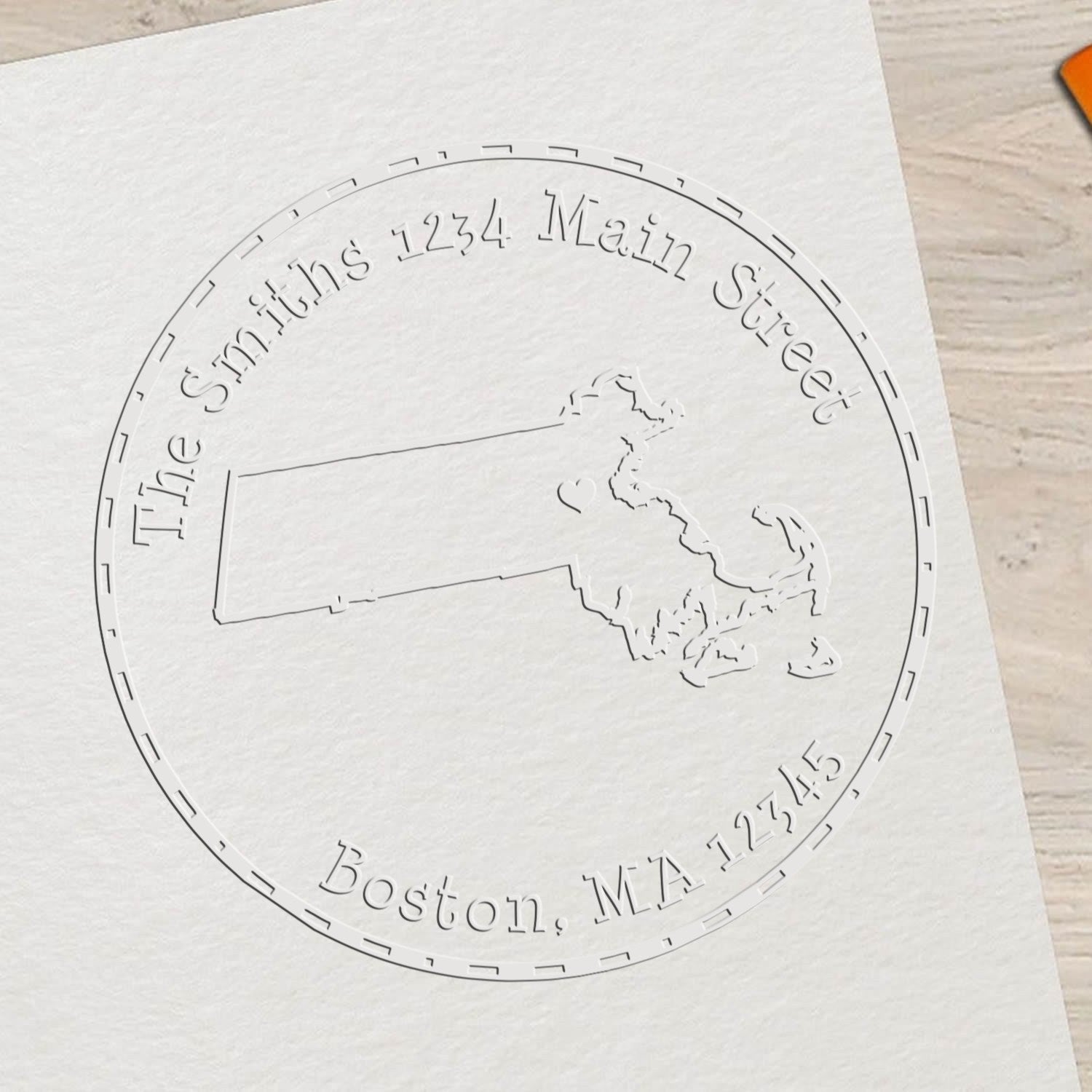 MA State Love Desk Handcrafted Address Embossing Stamp - Engineer Seal Stamps