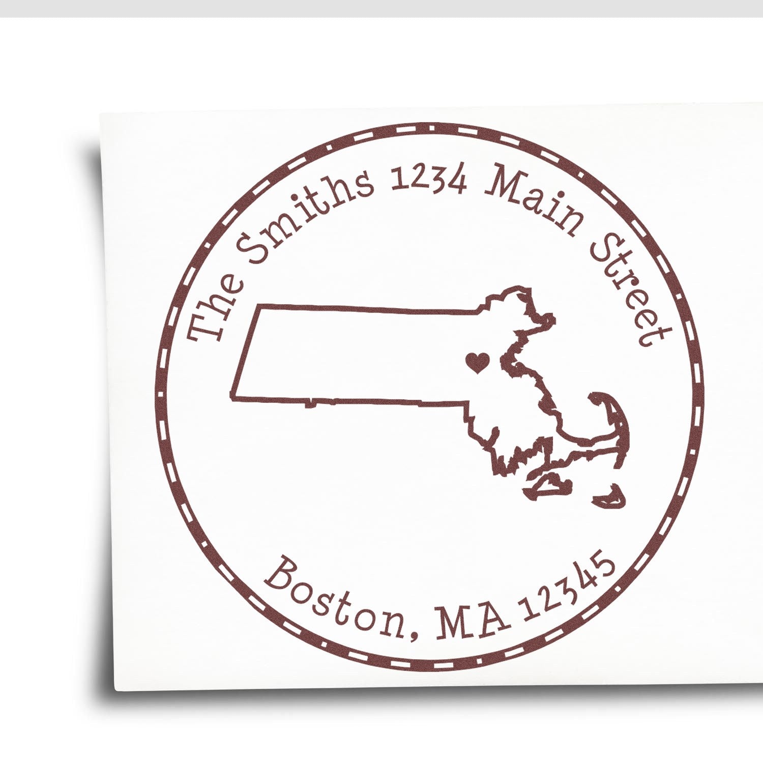 Wood Handle Round Massachusetts State Luv Address Stamp