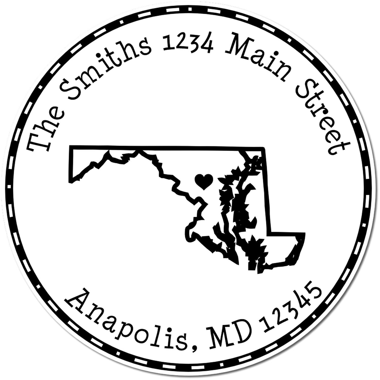 Self-Inking Round Maryland State Luv Address Stamp