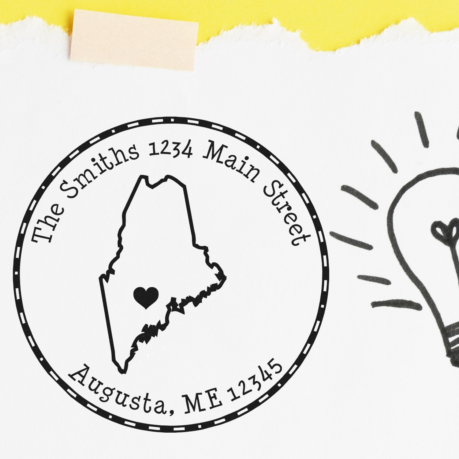 Self-Inking Round Maine State Luv Address Stamp