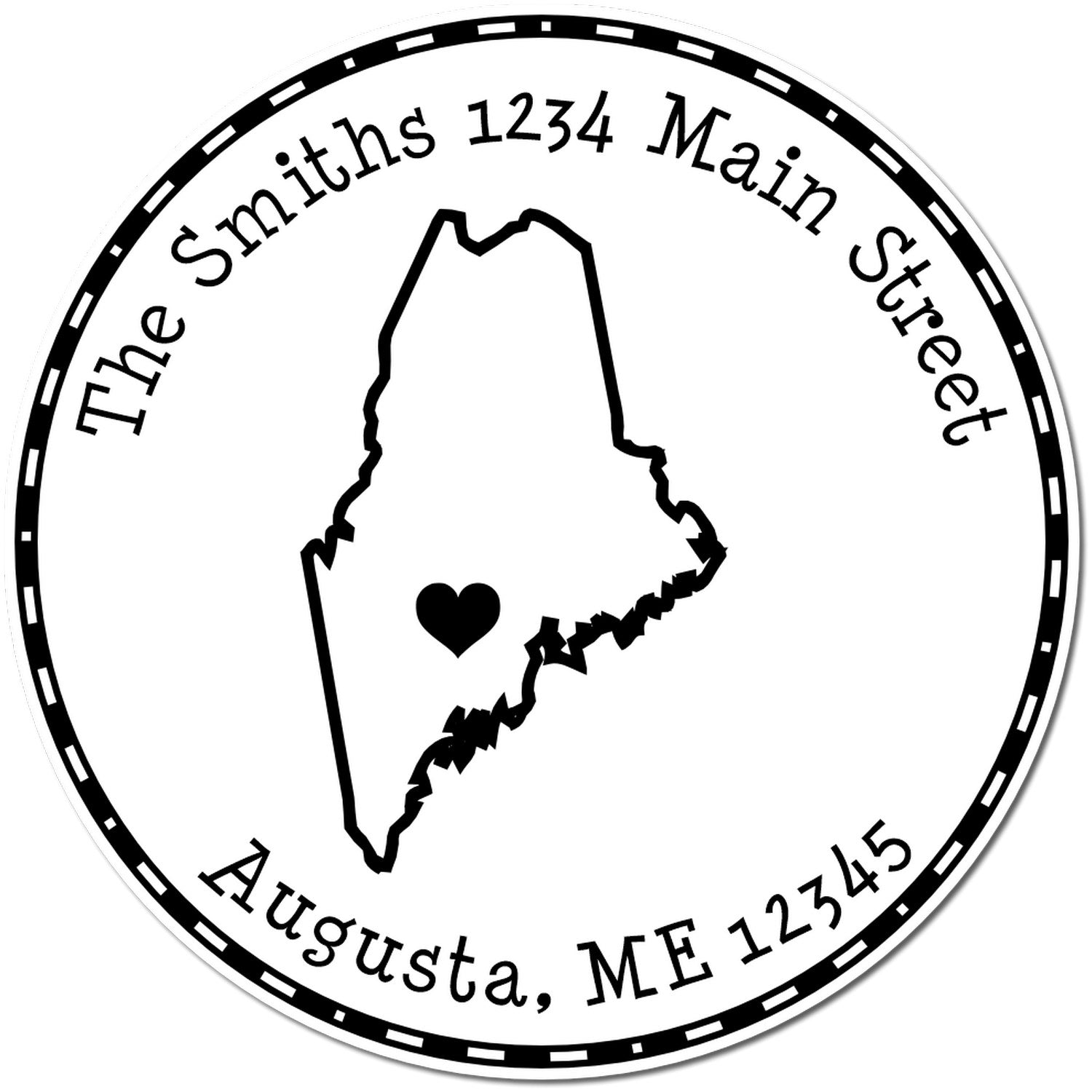 Wood Handle Round Maine State Luv Address Stamp