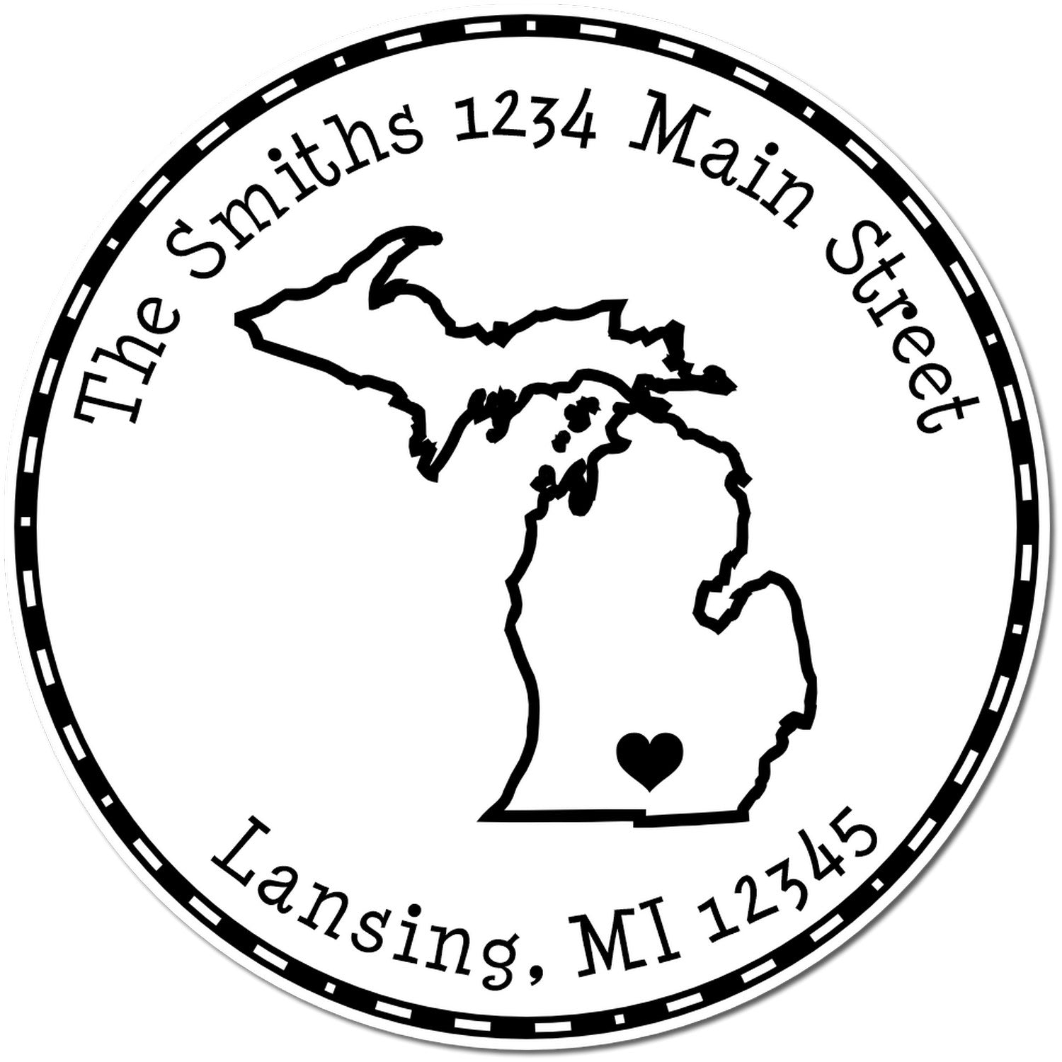 Slim Round Michigan State Luv Address Stamp