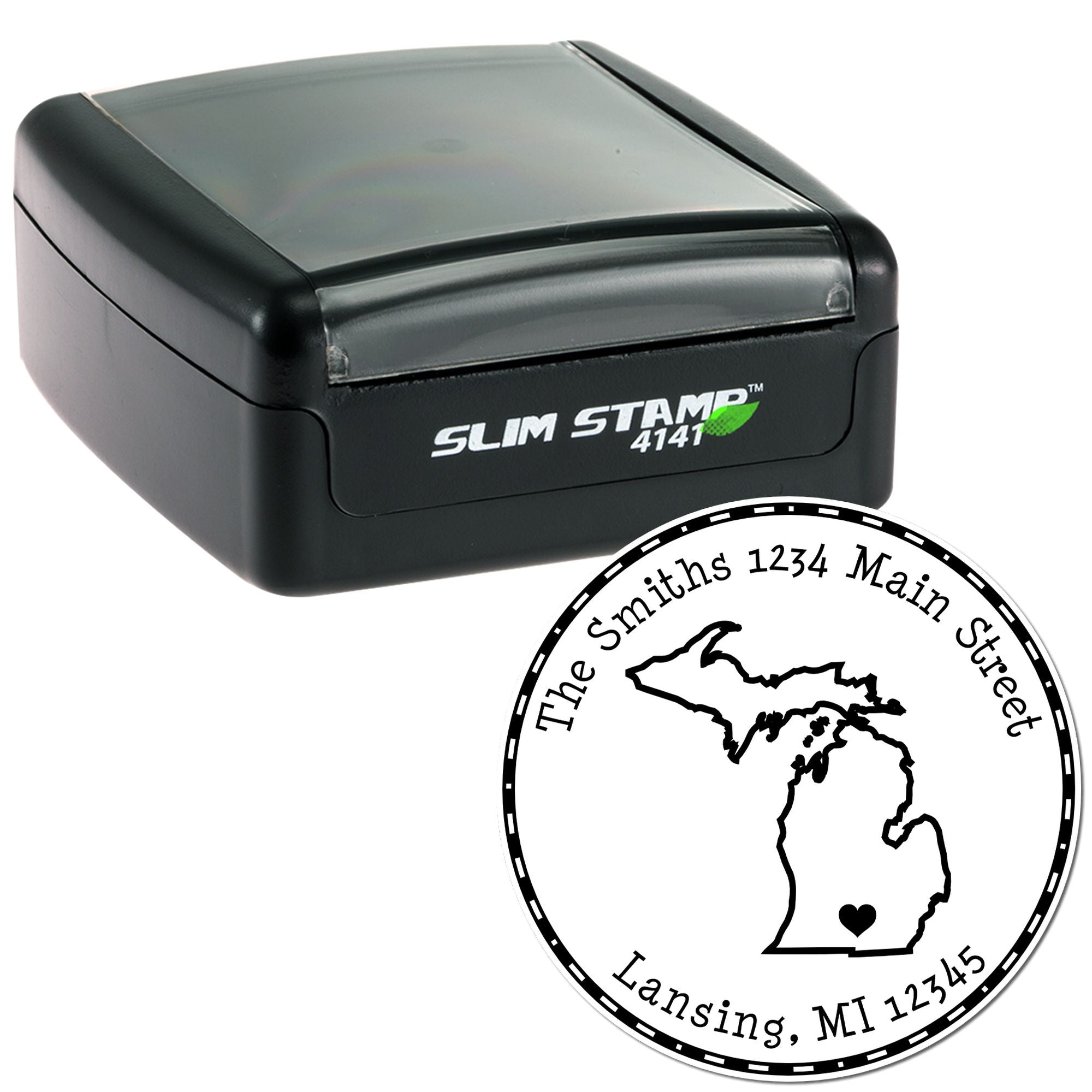 Slim Round Michigan State Luv Address Stamp