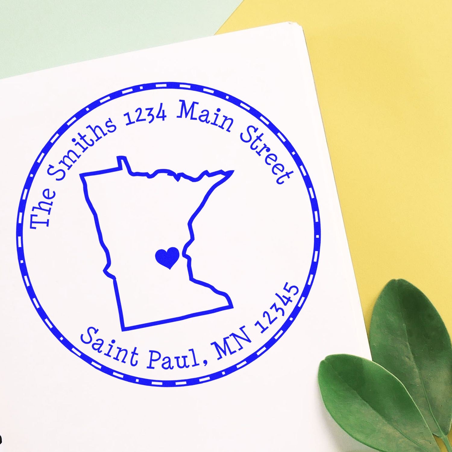 Wood Handle Round Minnesota State Luv Address Stamp