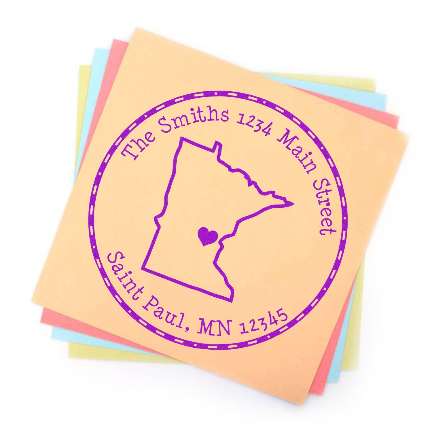 Wood Handle Round Minnesota State Luv Address Stamp