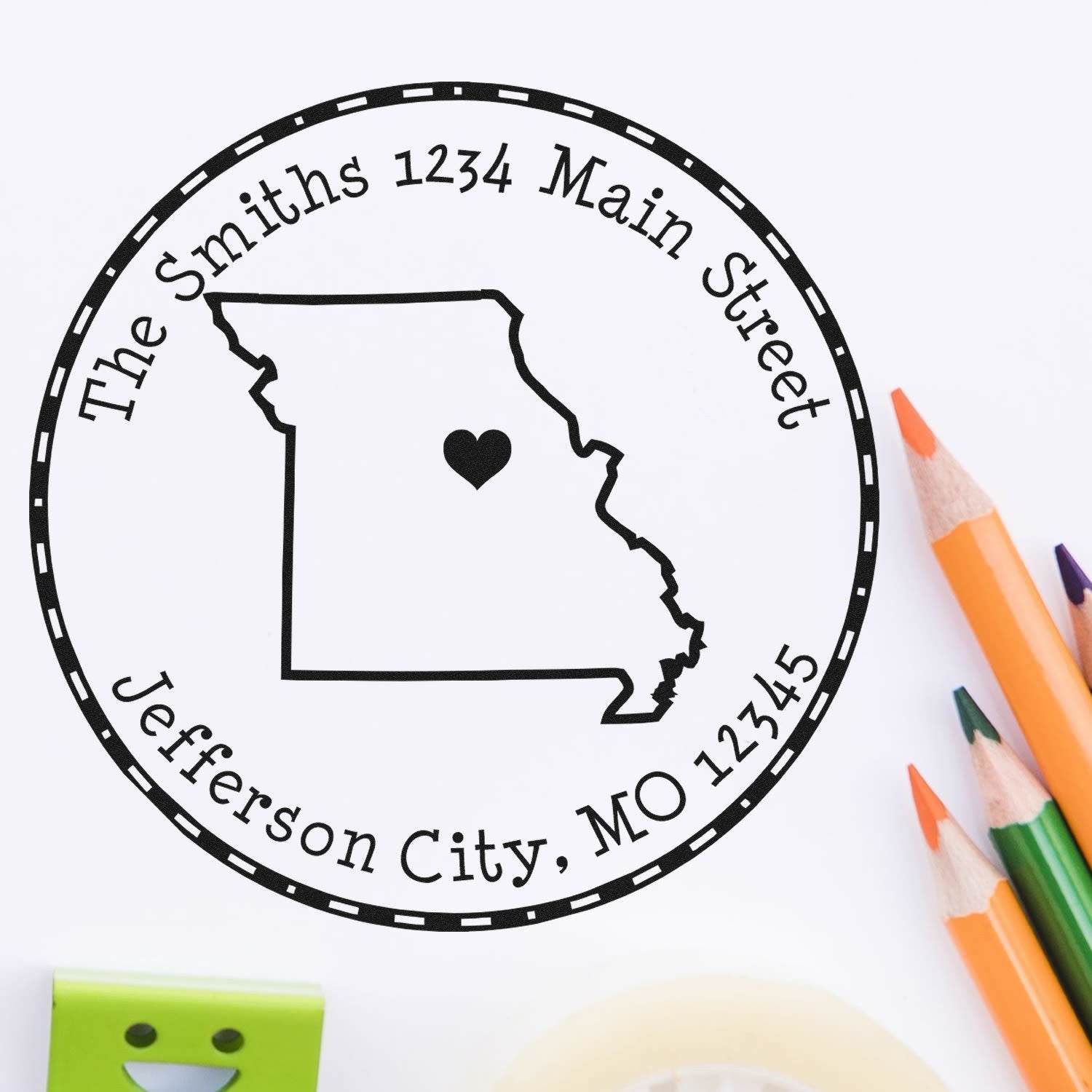 Slim Round Missouri State Luv Address Stamp