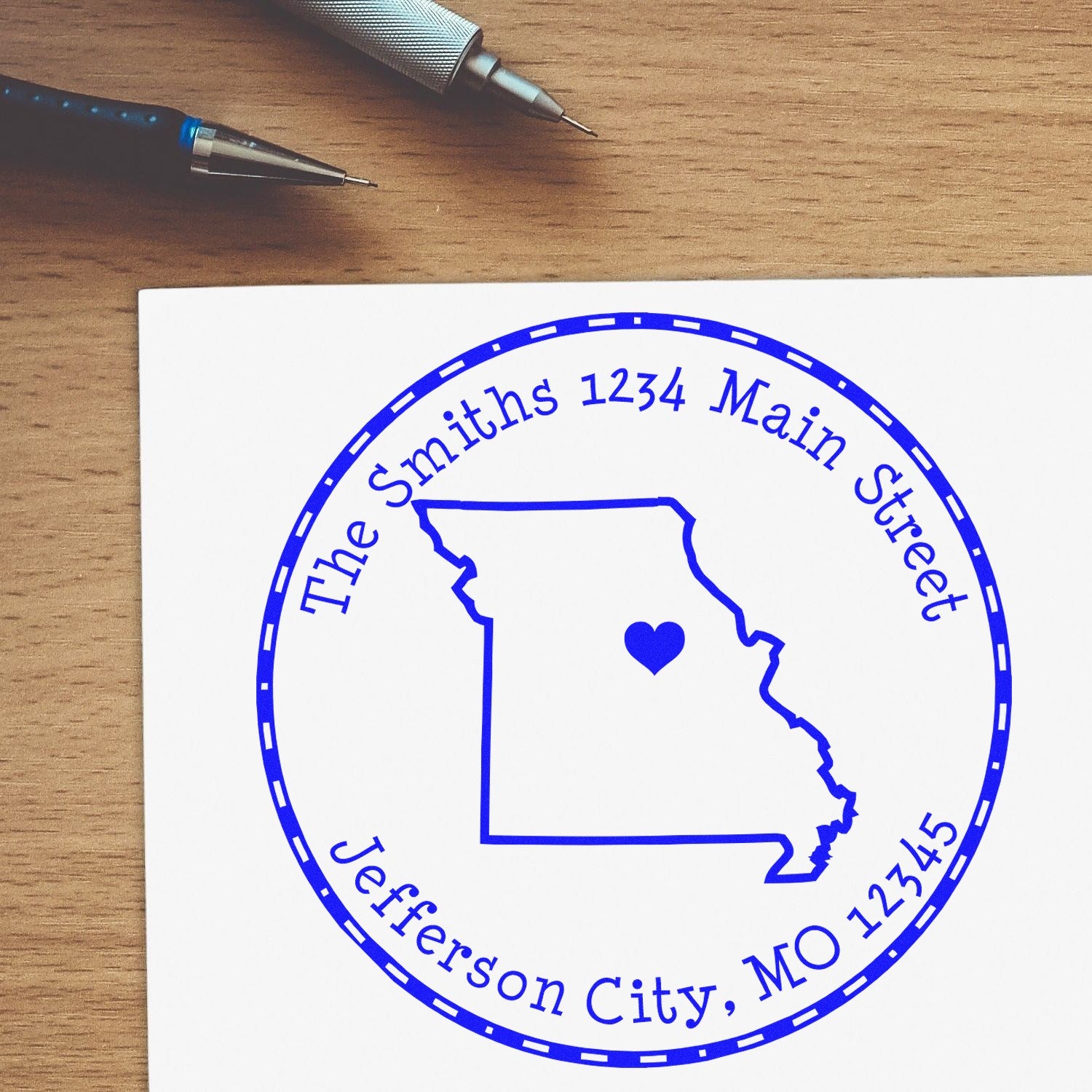 Slim Round Missouri State Luv Address Stamp