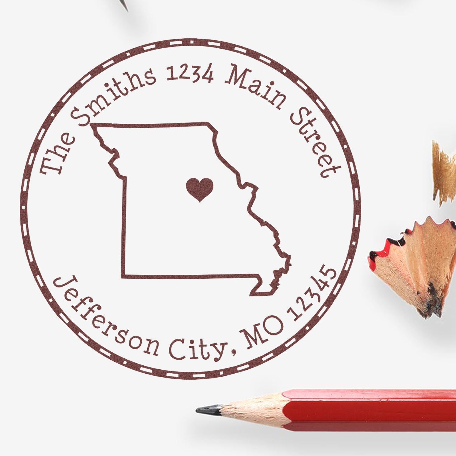 Wood Handle Round Missouri State Luv Address Stamp