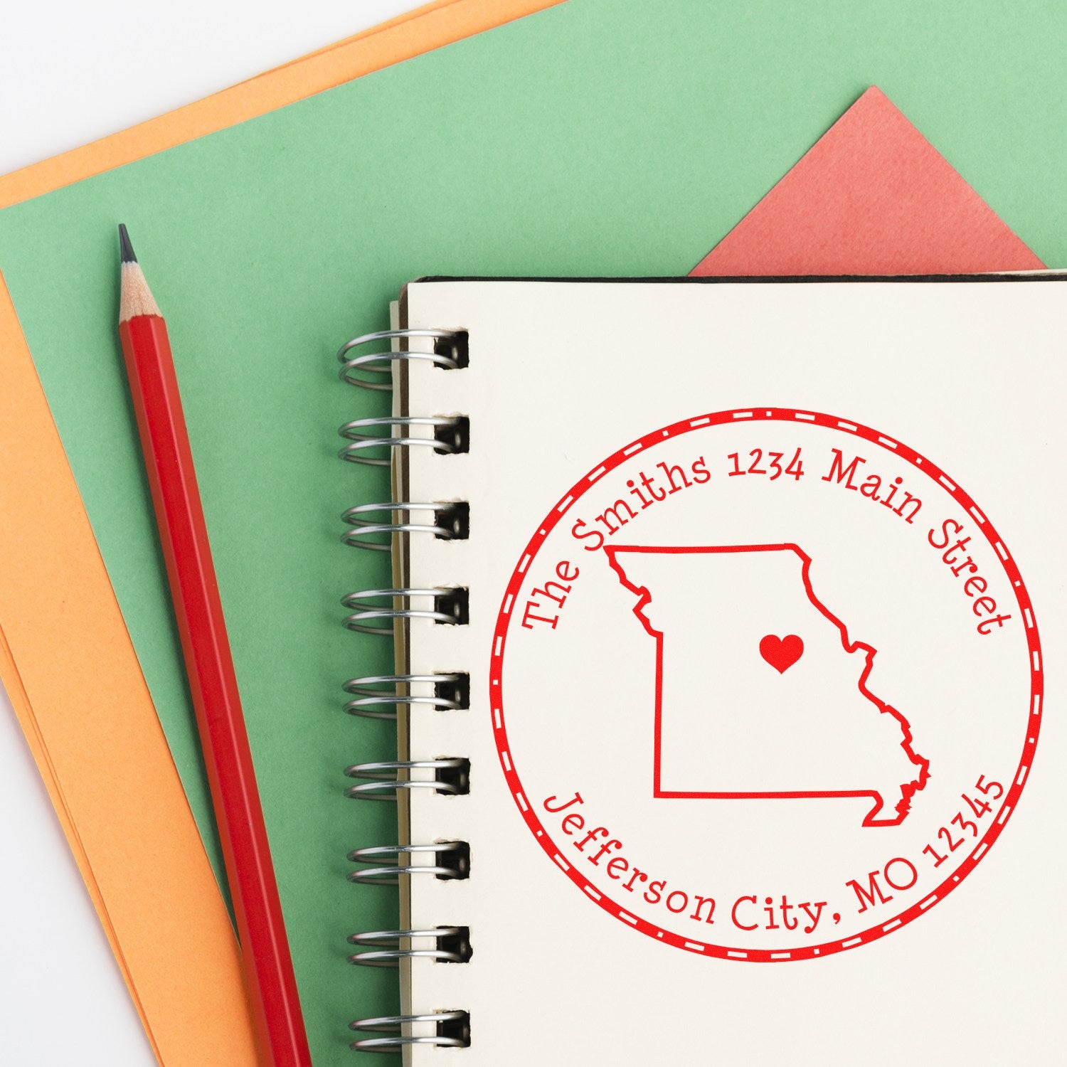 Self-Inking Round Missouri State Luv Address Stamp