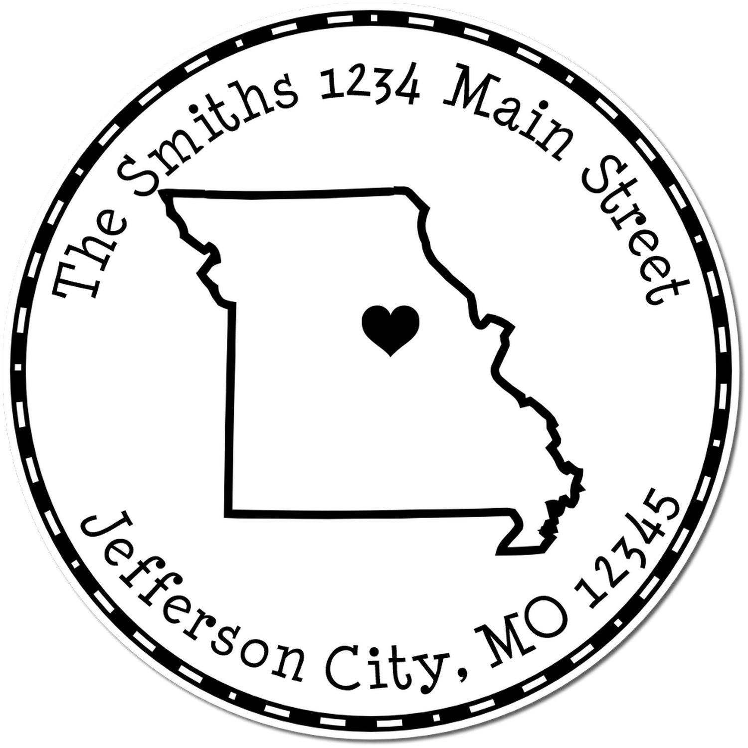 PSI Pre-Inked Round Missouri State Luv Address Stamp