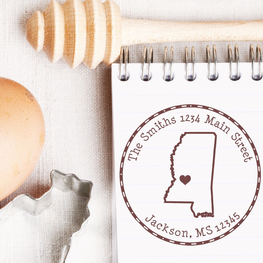 Wood Handle Round Mississippi State Luv Address Stamp