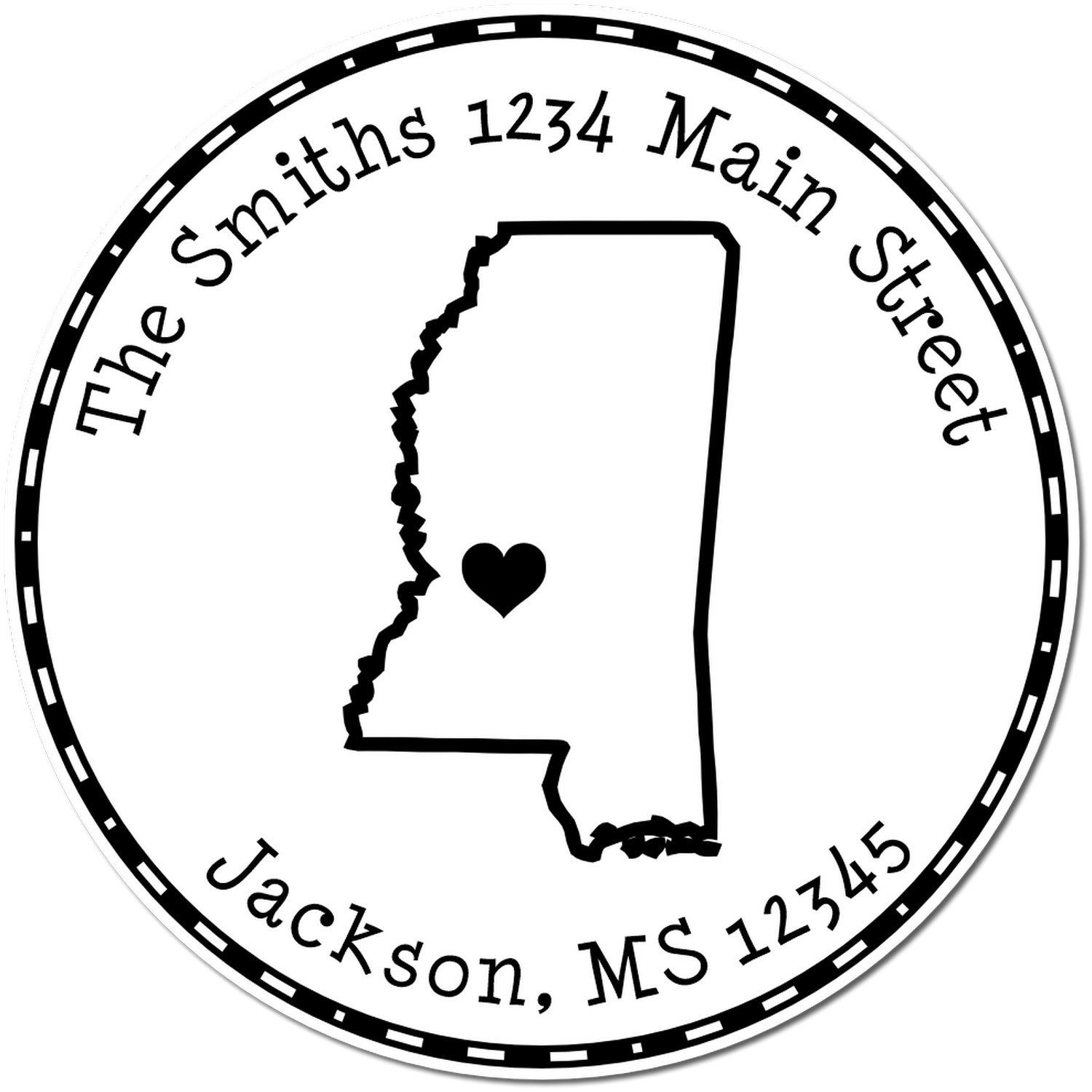 Self-Inking Round Mississippi State Luv Address Stamp