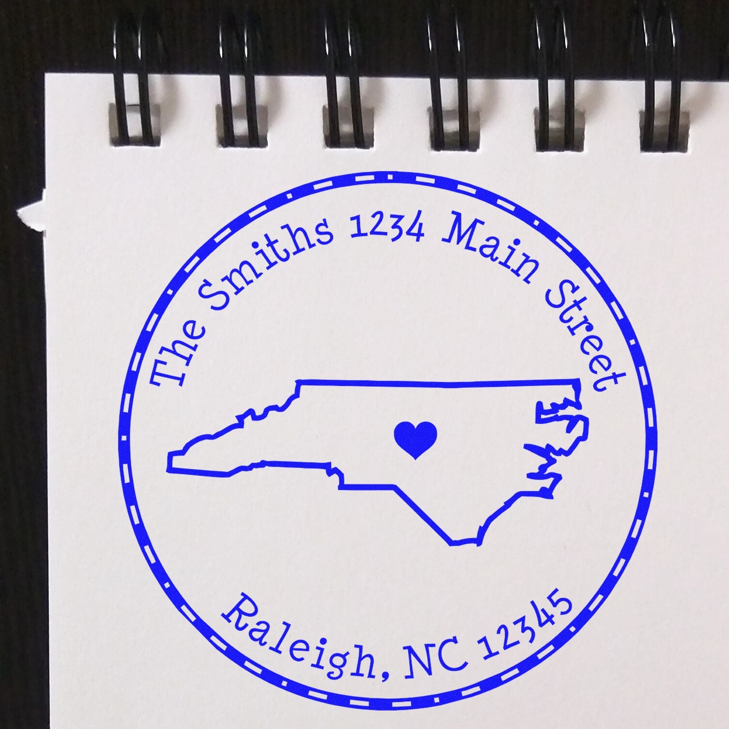 Self-Inking Round North Carolina State Luv Address Stamp