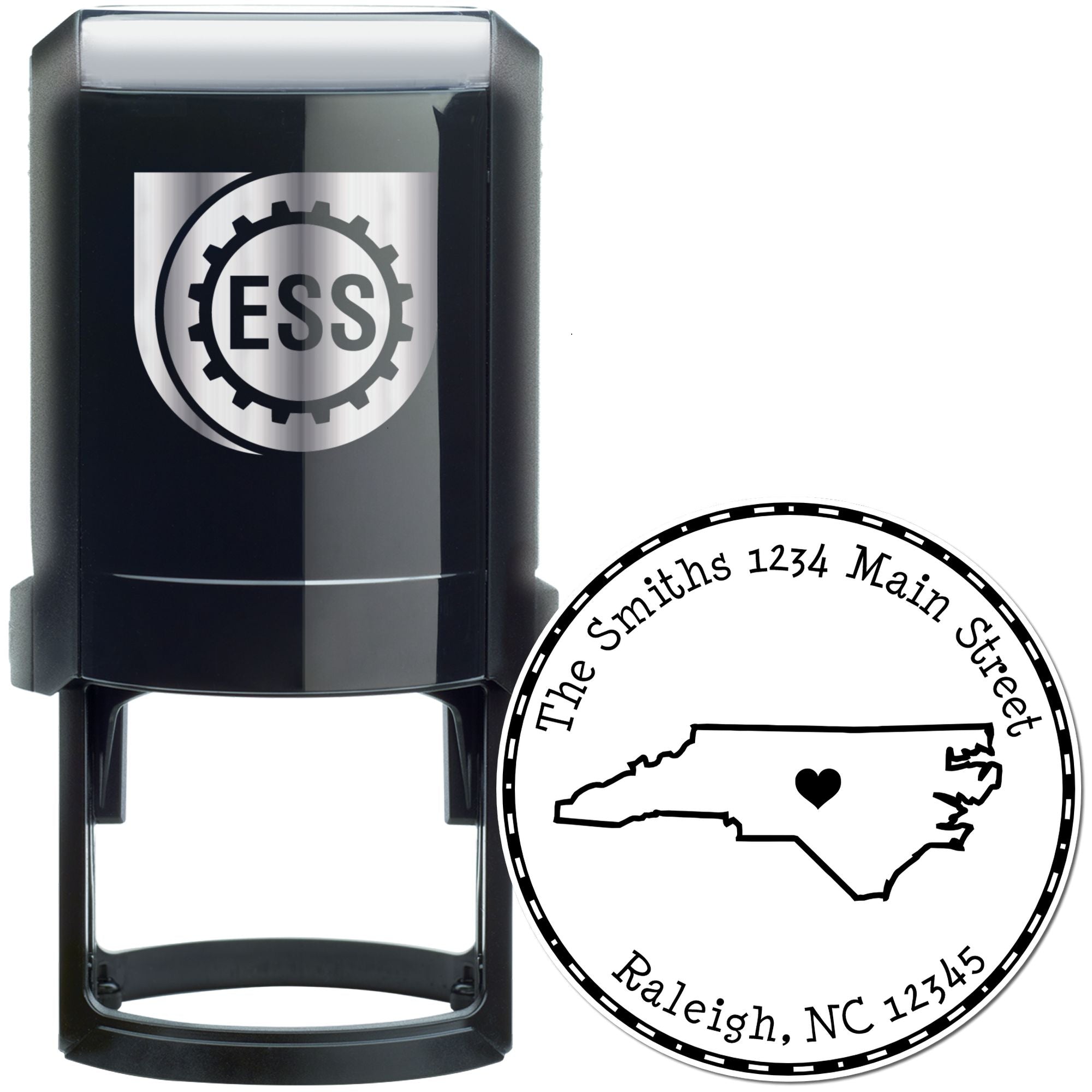 Self-Inking Round North Carolina State Luv Address Stamp