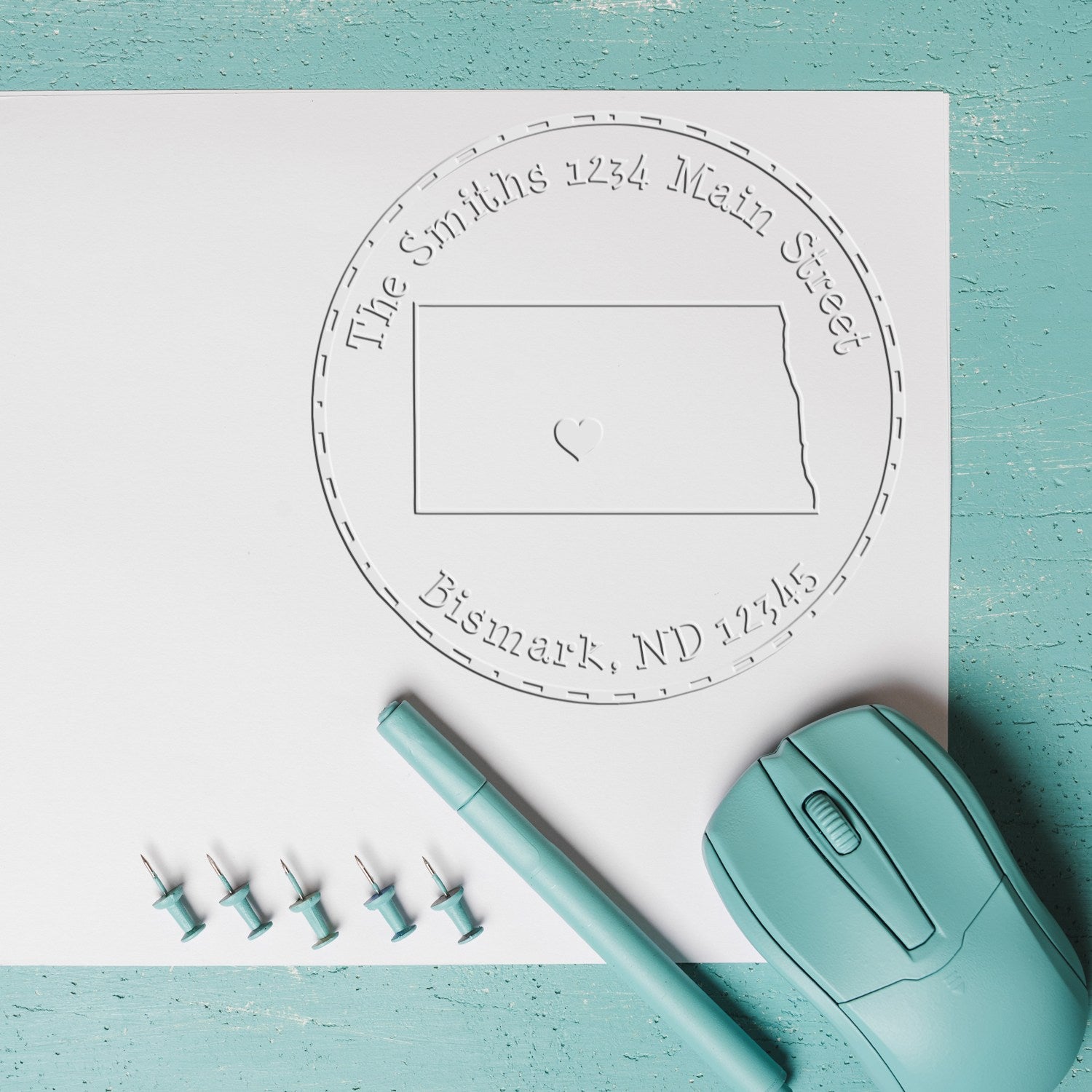 ND State Love Desk Handcrafted Home Address Embosser Seal Stamp - Engineer Seal Stamps