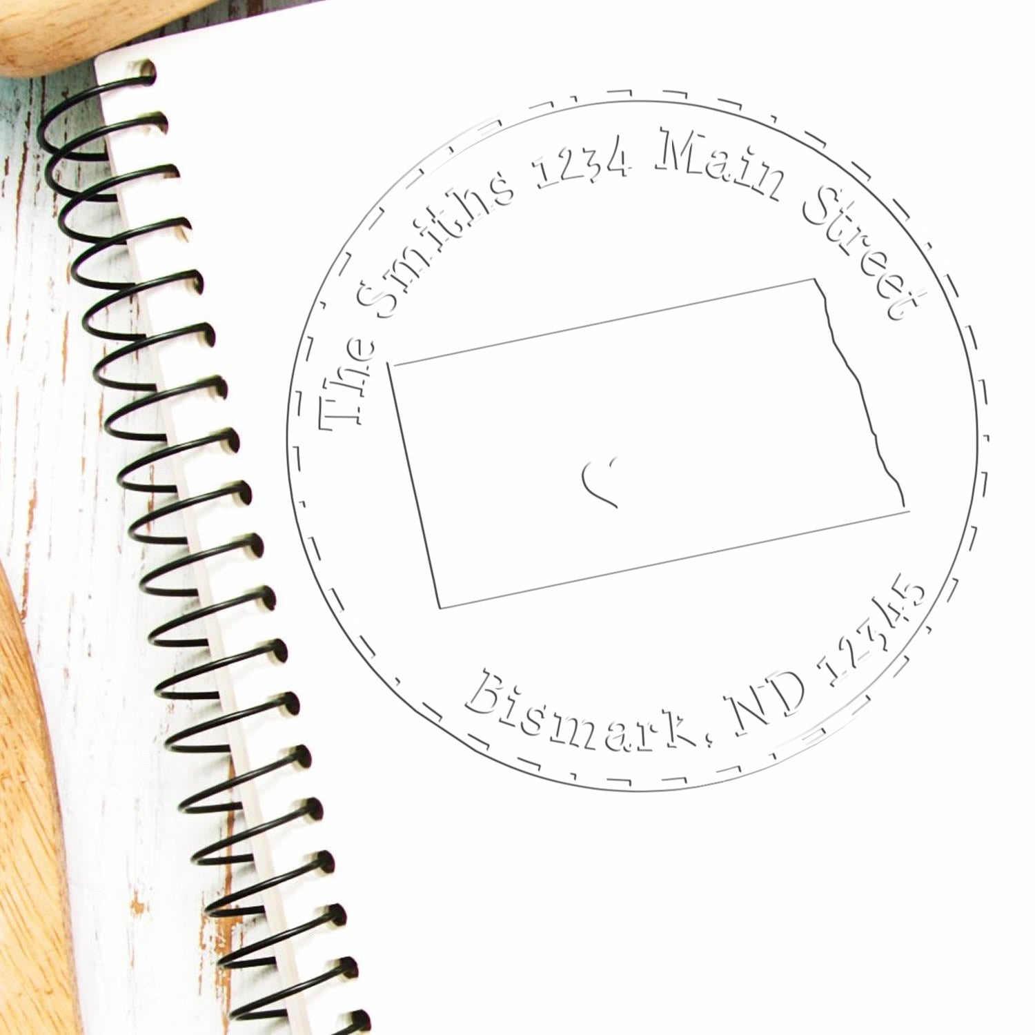 Hybrid North Dakota Personalizable Mail Address Embosser Seal - Engineer Seal Stamps