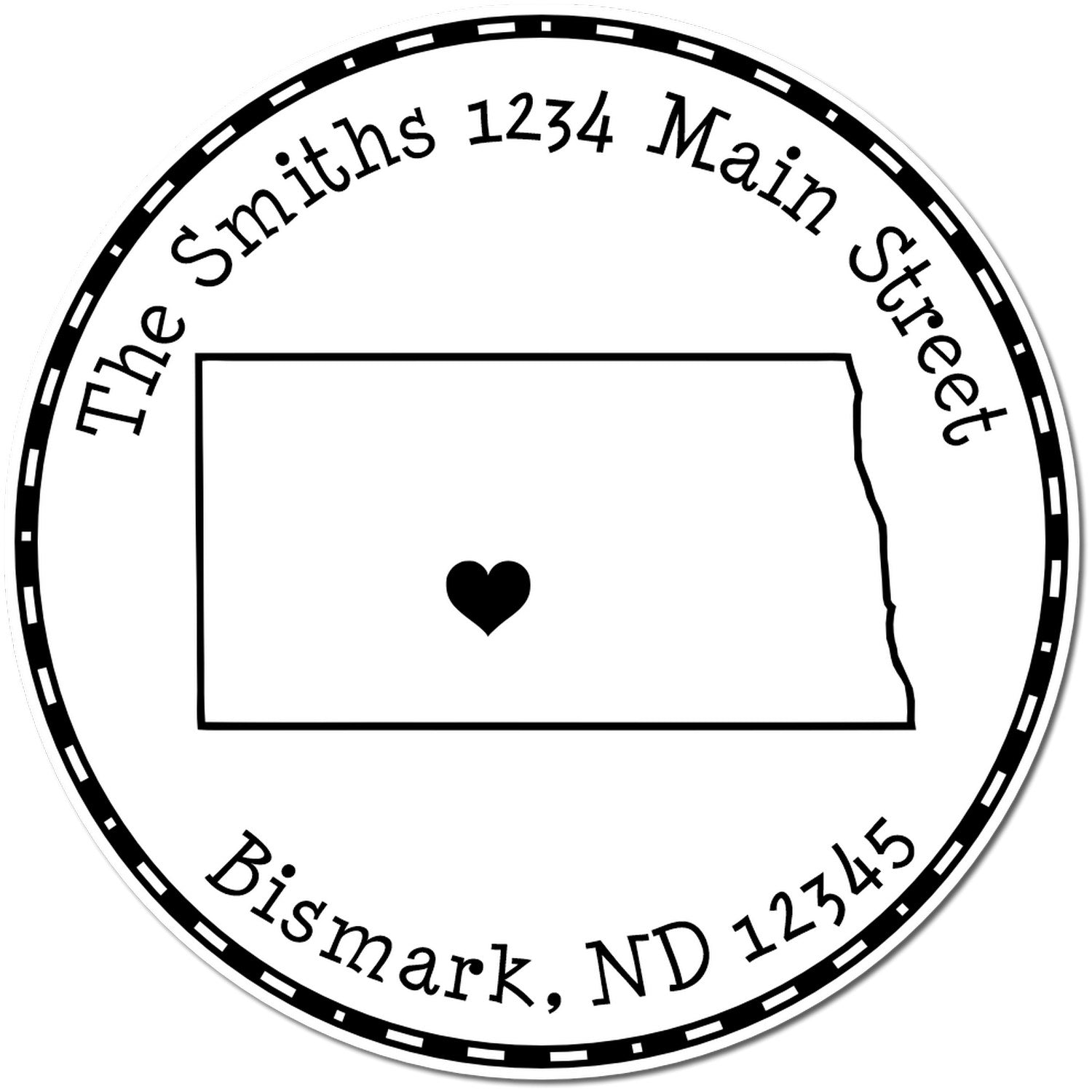 Self-Inking Round North Dakota State Luv Address Stamp