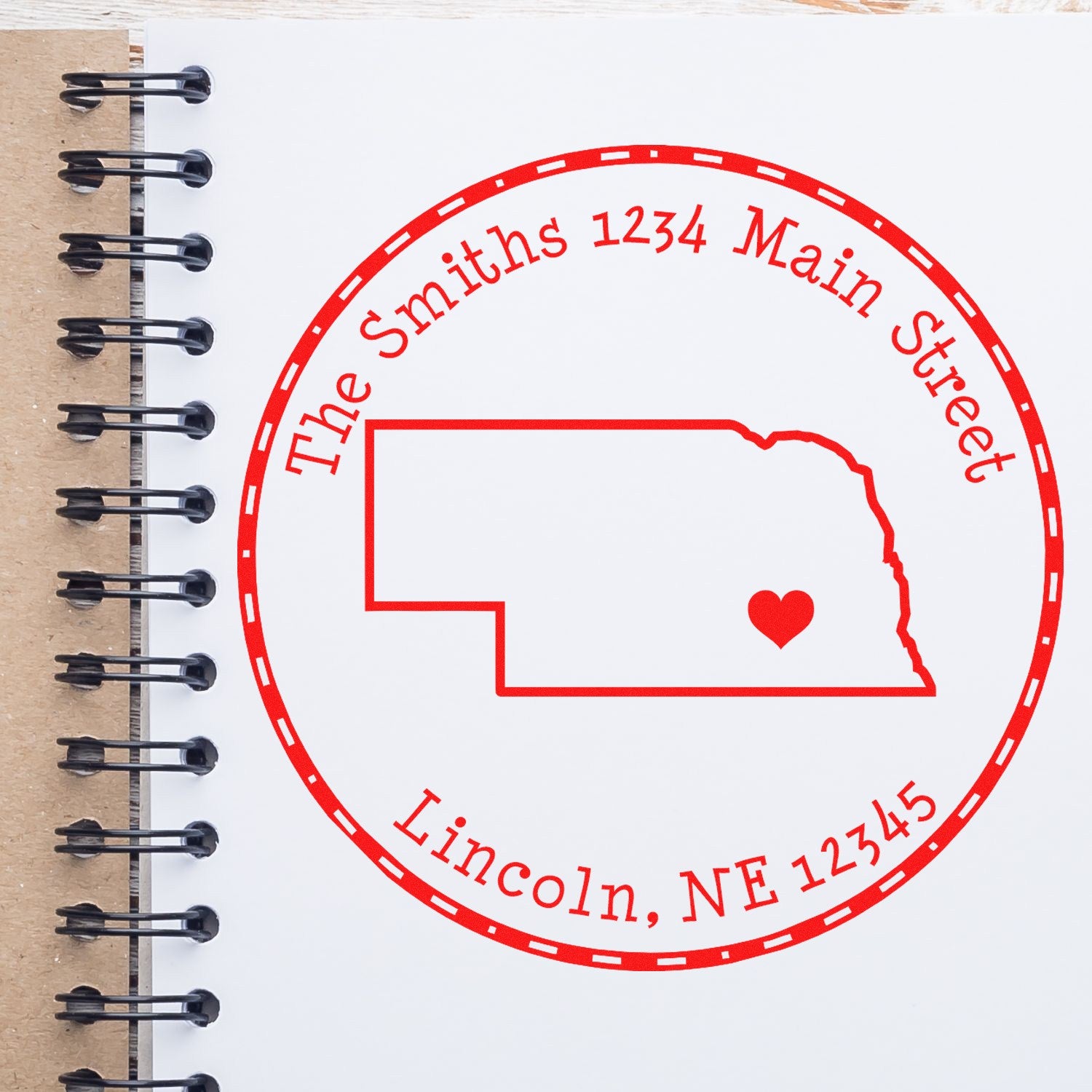 Self-Inking Round Nebraska State Luv Address Stamp