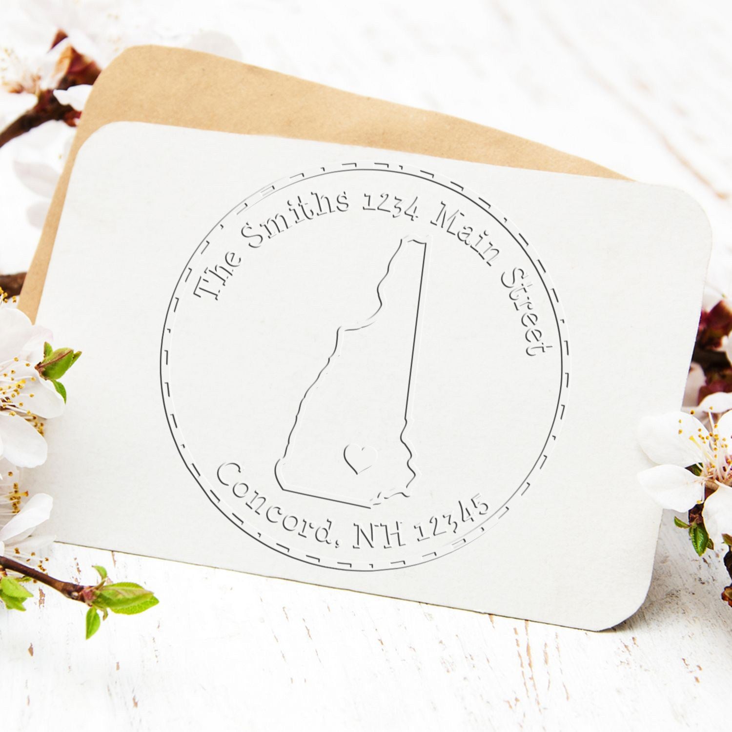 Soft NH State Love Customized Return Address Embossing Seal
