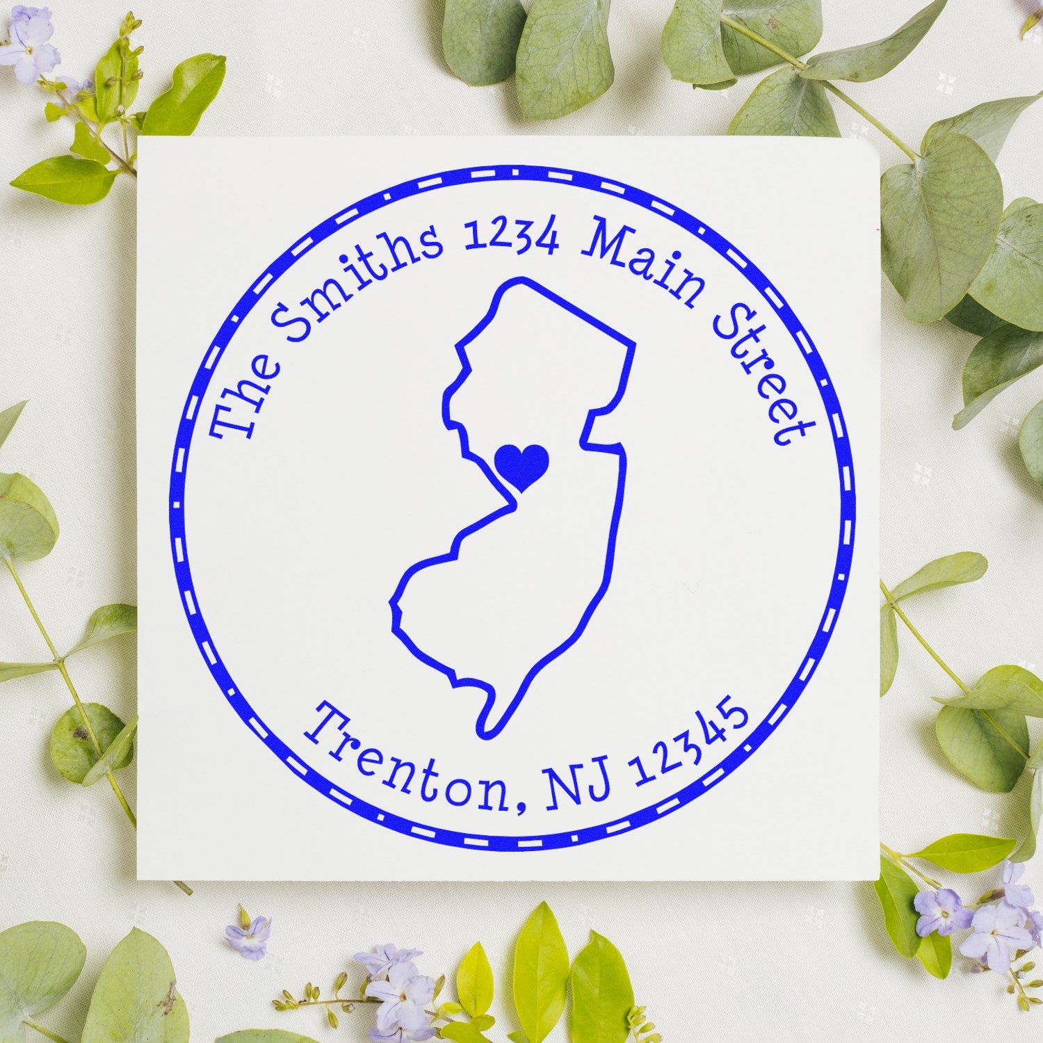 Wood Handle Round New Jersey State Luv Address Stamp