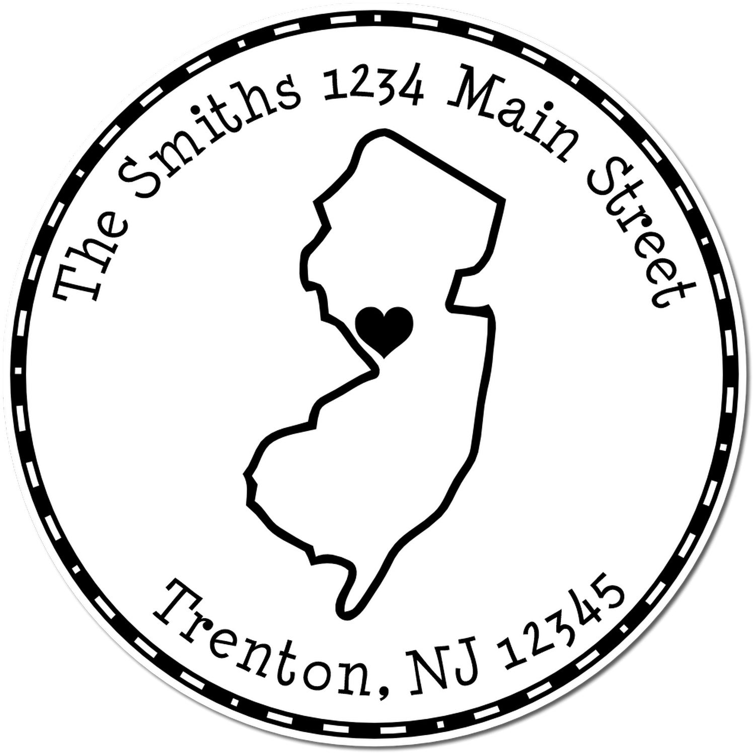 Self-Inking Round New Jersey State Luv Address Stamp