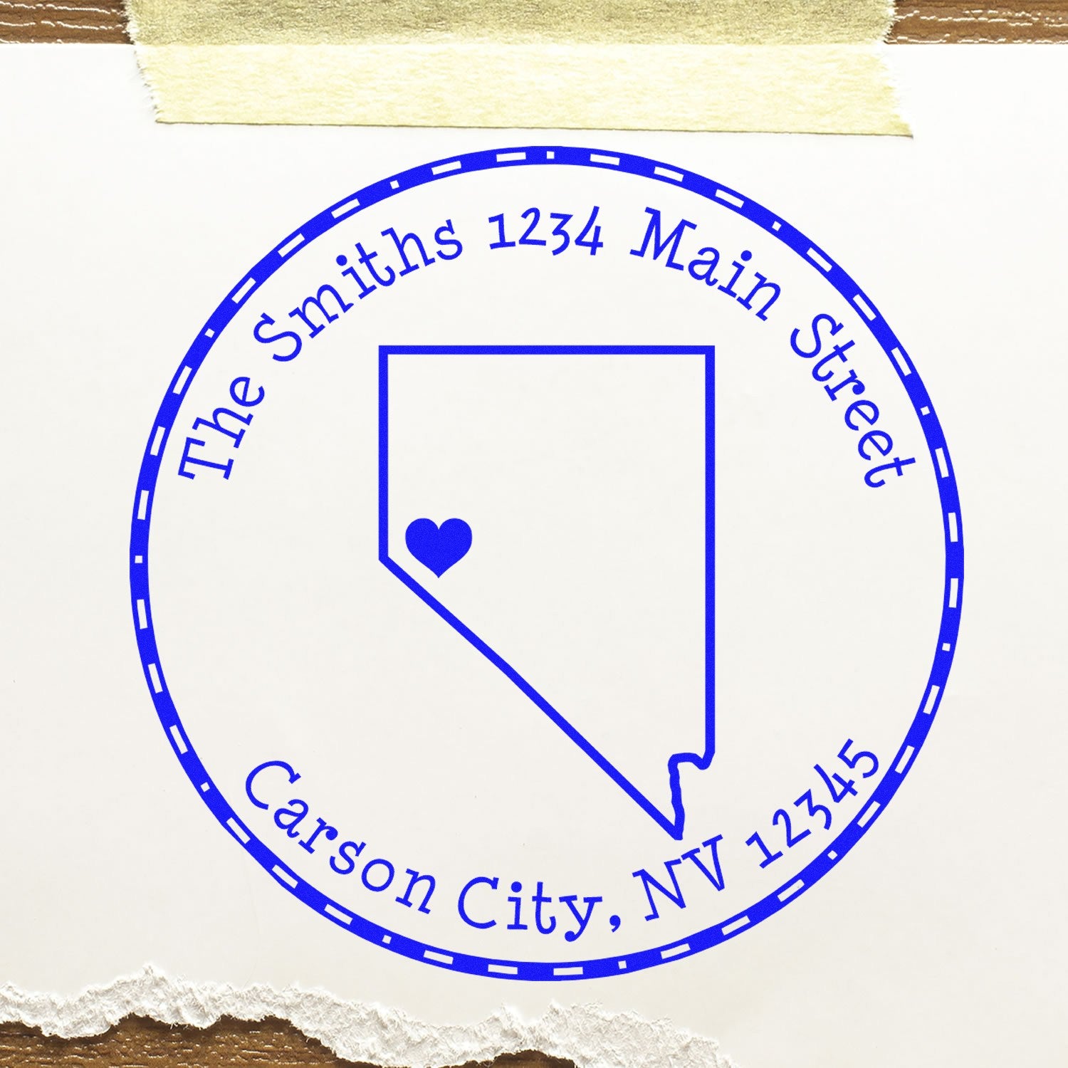 Wood Handle Round Nevada State Luv Address Stamp