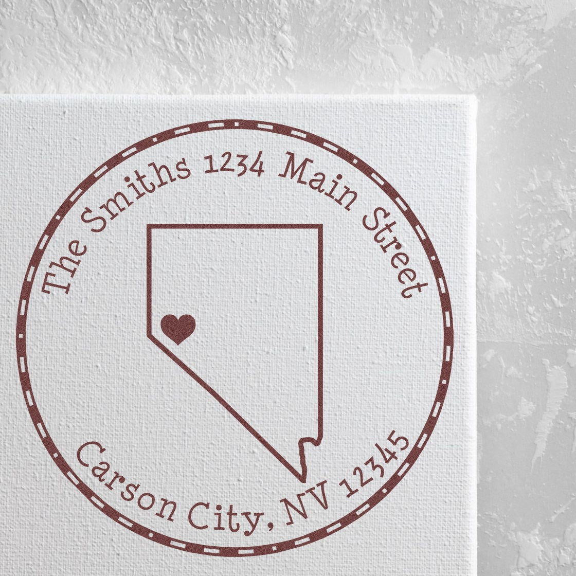 Self-Inking Round Nevada State Luv Address Stamp