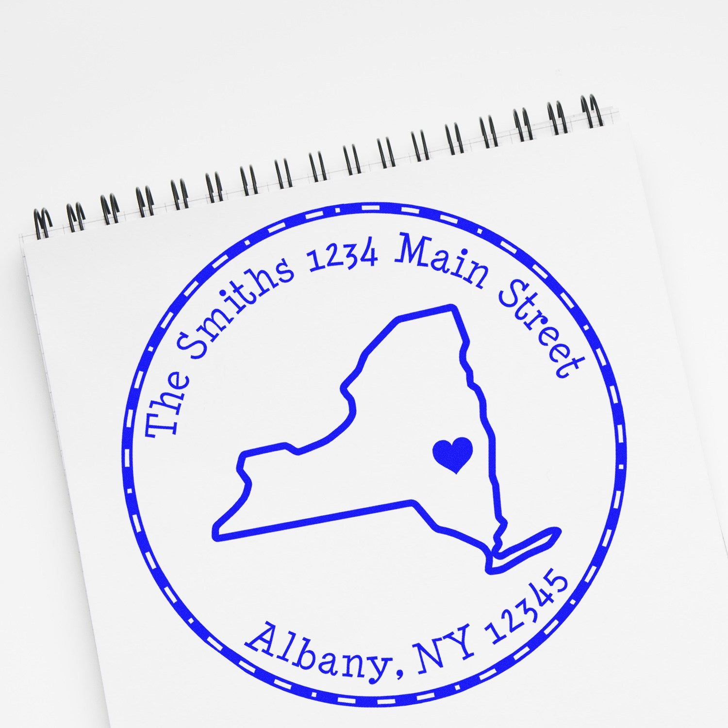 Wood Handle Round New York State Luv Address Stamp