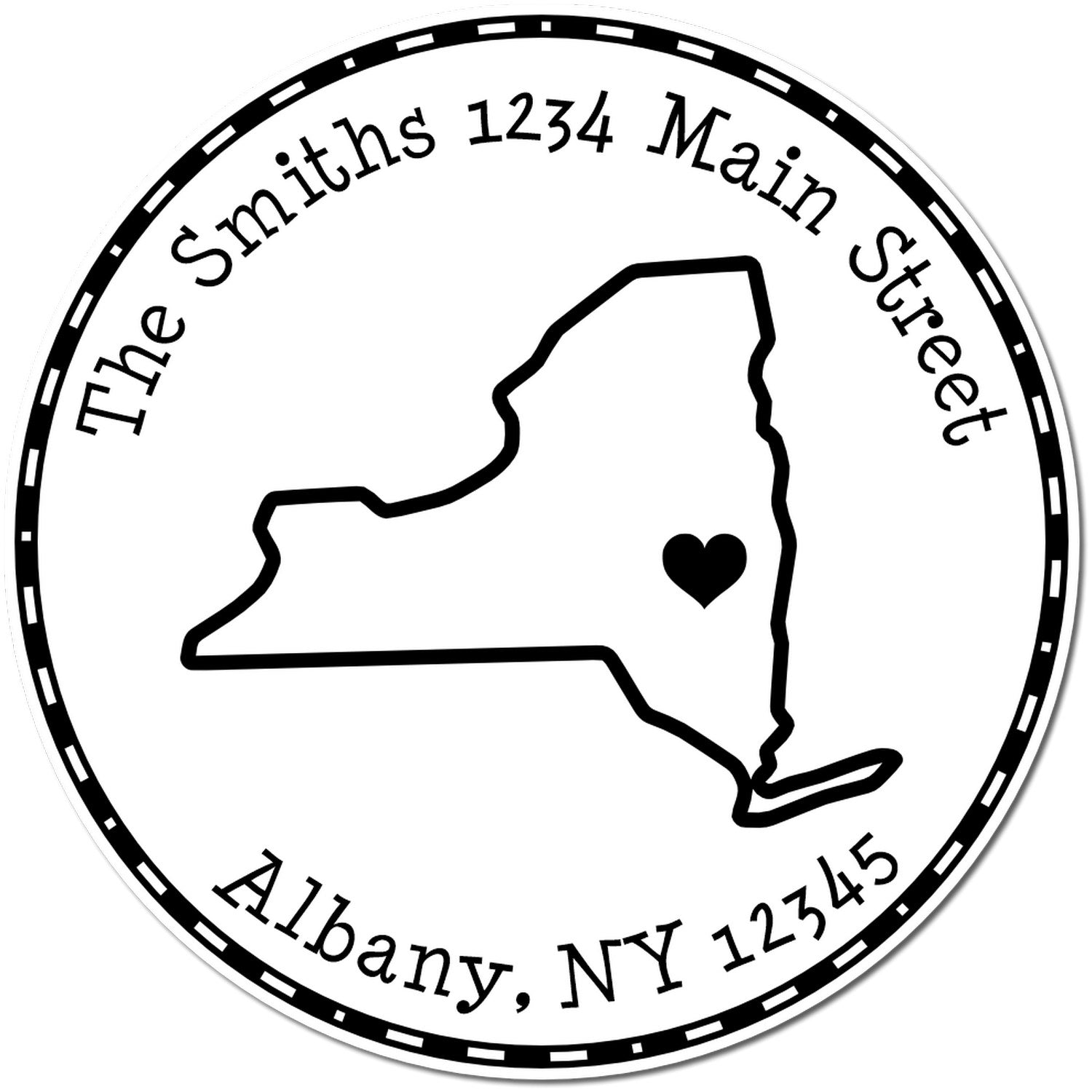 PSI Pre-Inked Round New York State Luv Address Stamp