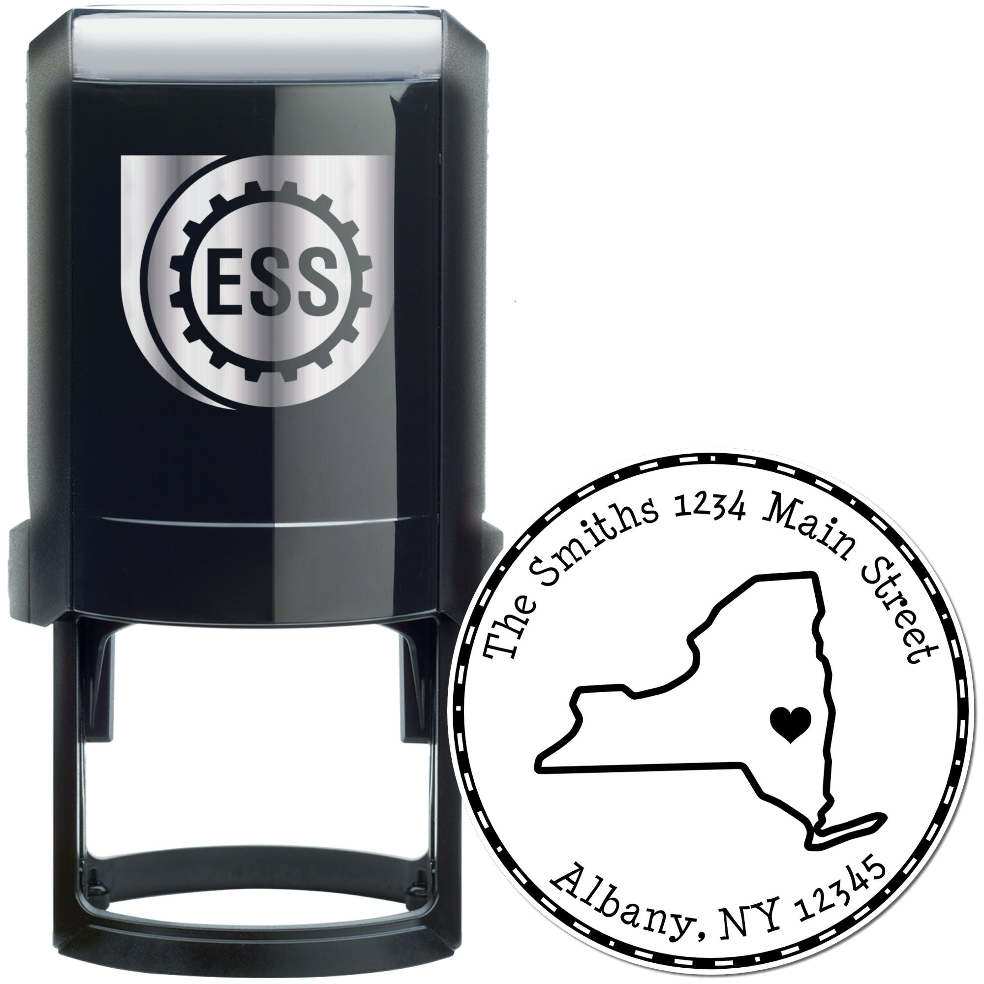 Self-Inking Round New York State Luv Address Stamp