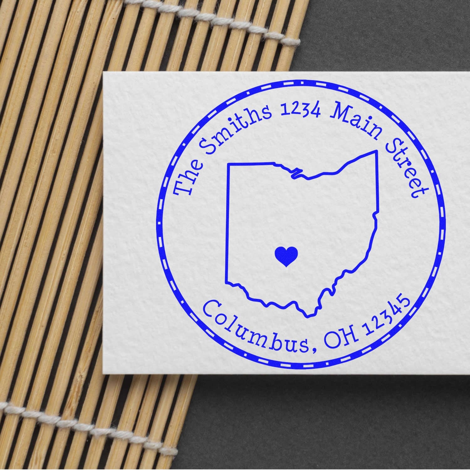 Wood Handle Round Ohio State Luv Address Stamp