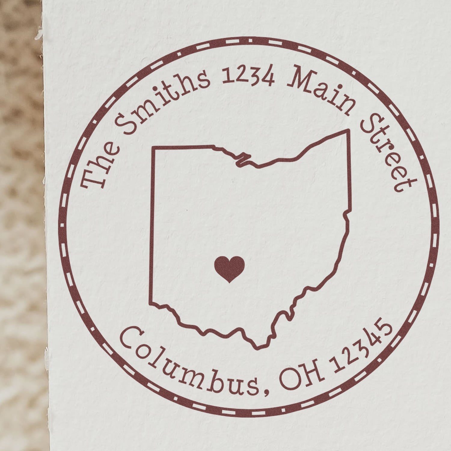 Wood Handle Round Ohio State Luv Address Stamp