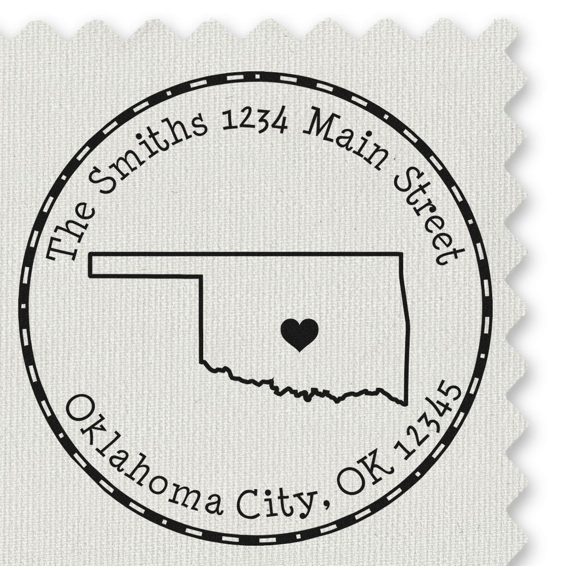 Wood Handle Round Oklahoma State Luv Address Stamp