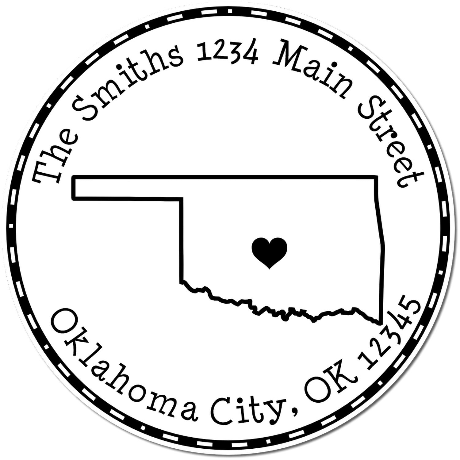 Wood Handle Round Oklahoma State Luv Address Stamp