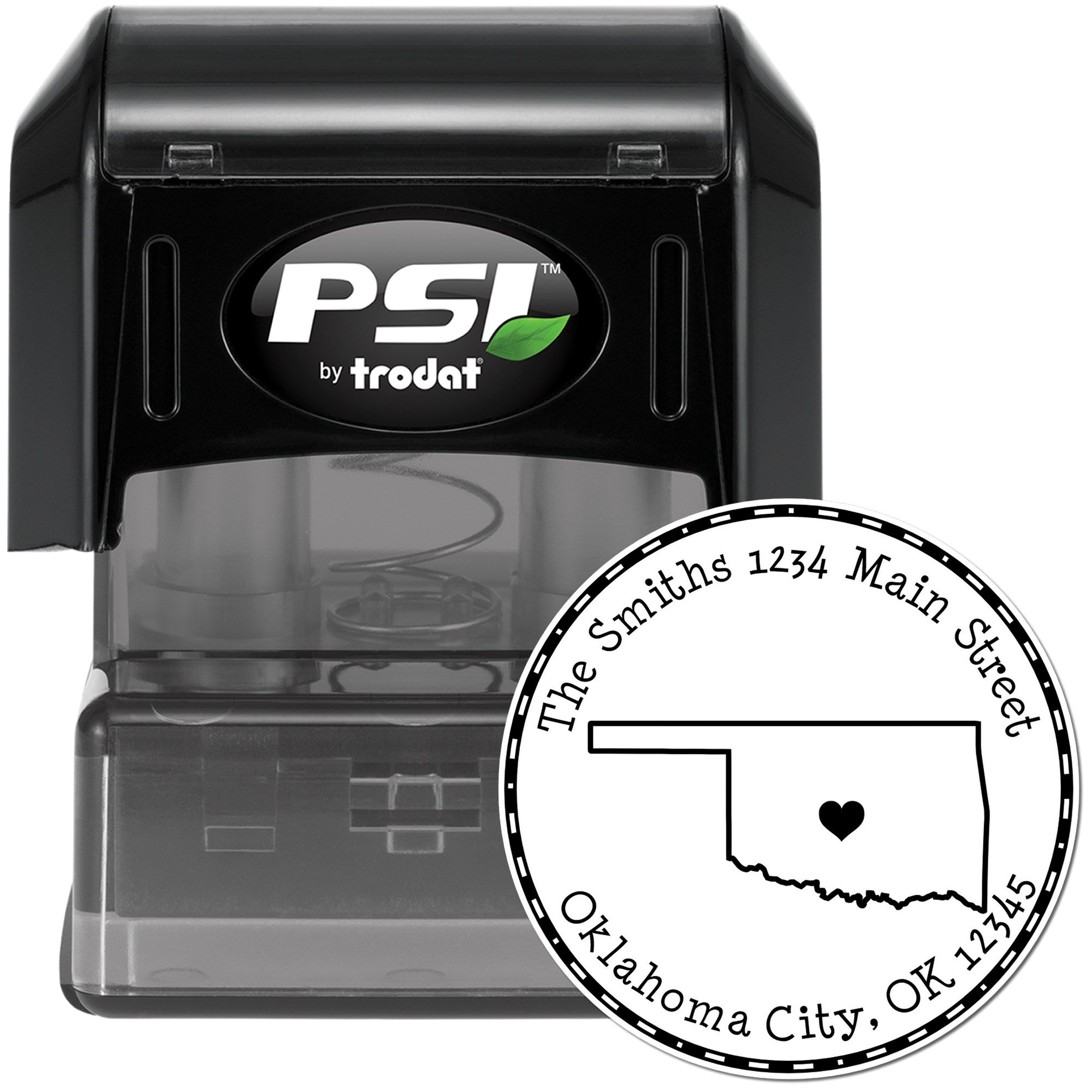 PSI Pre-Inked Round Oklahoma State Luv Address Stamp