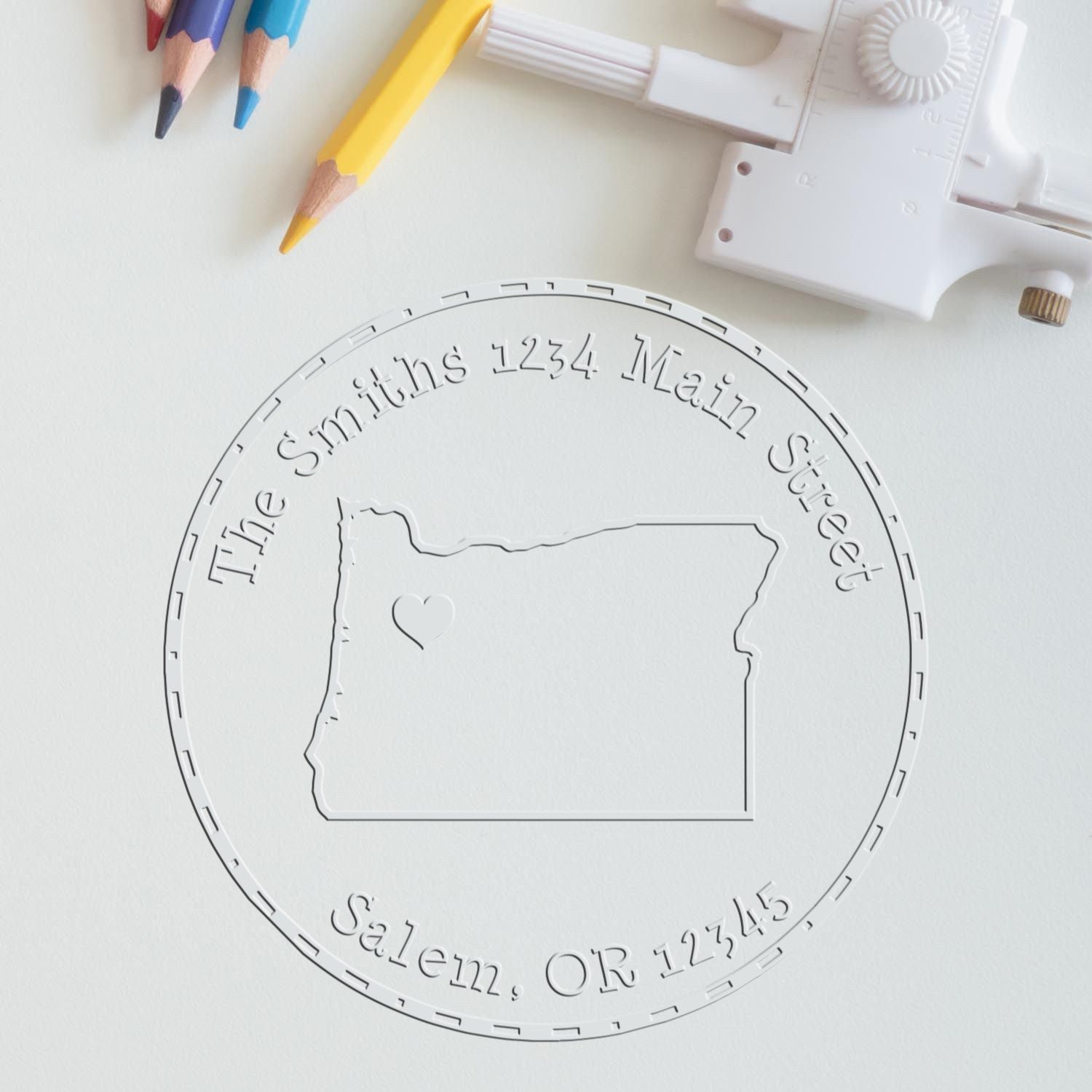 OR State Love Desk Handcrafted Return Address Embosser - Engineer Seal Stamps