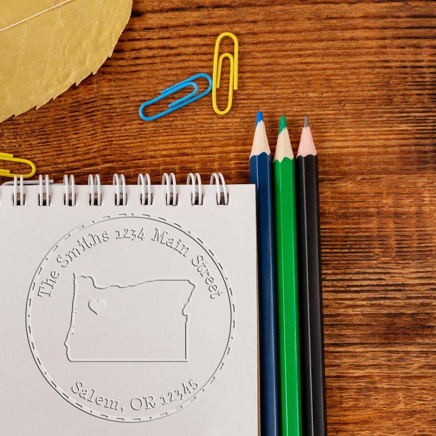OR State Love Desk Handcrafted Return Address Embosser - Engineer Seal Stamps