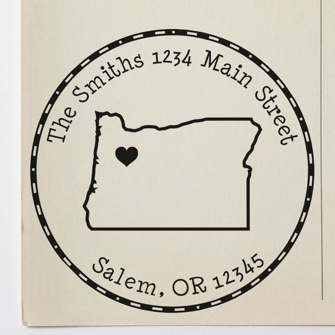 Self-Inking Round Oregon State Luv Address Stamp