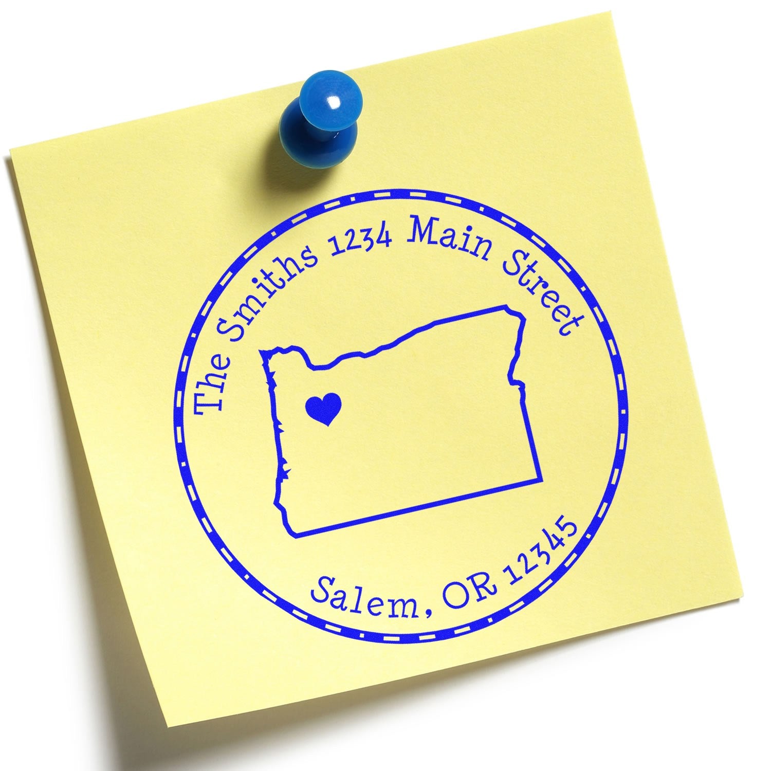 Self-Inking Round Oregon State Luv Address Stamp