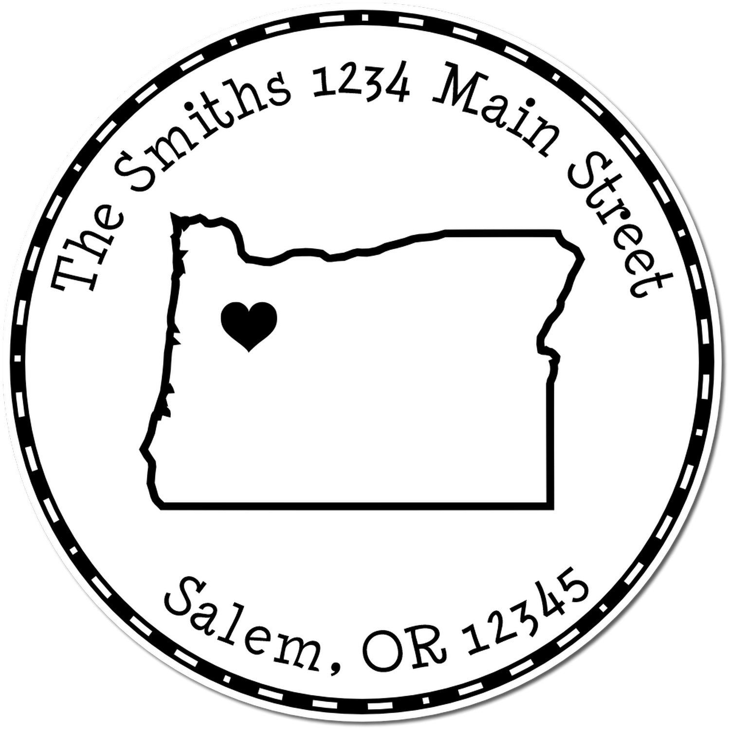 Self-Inking Round Oregon State Luv Address Stamp