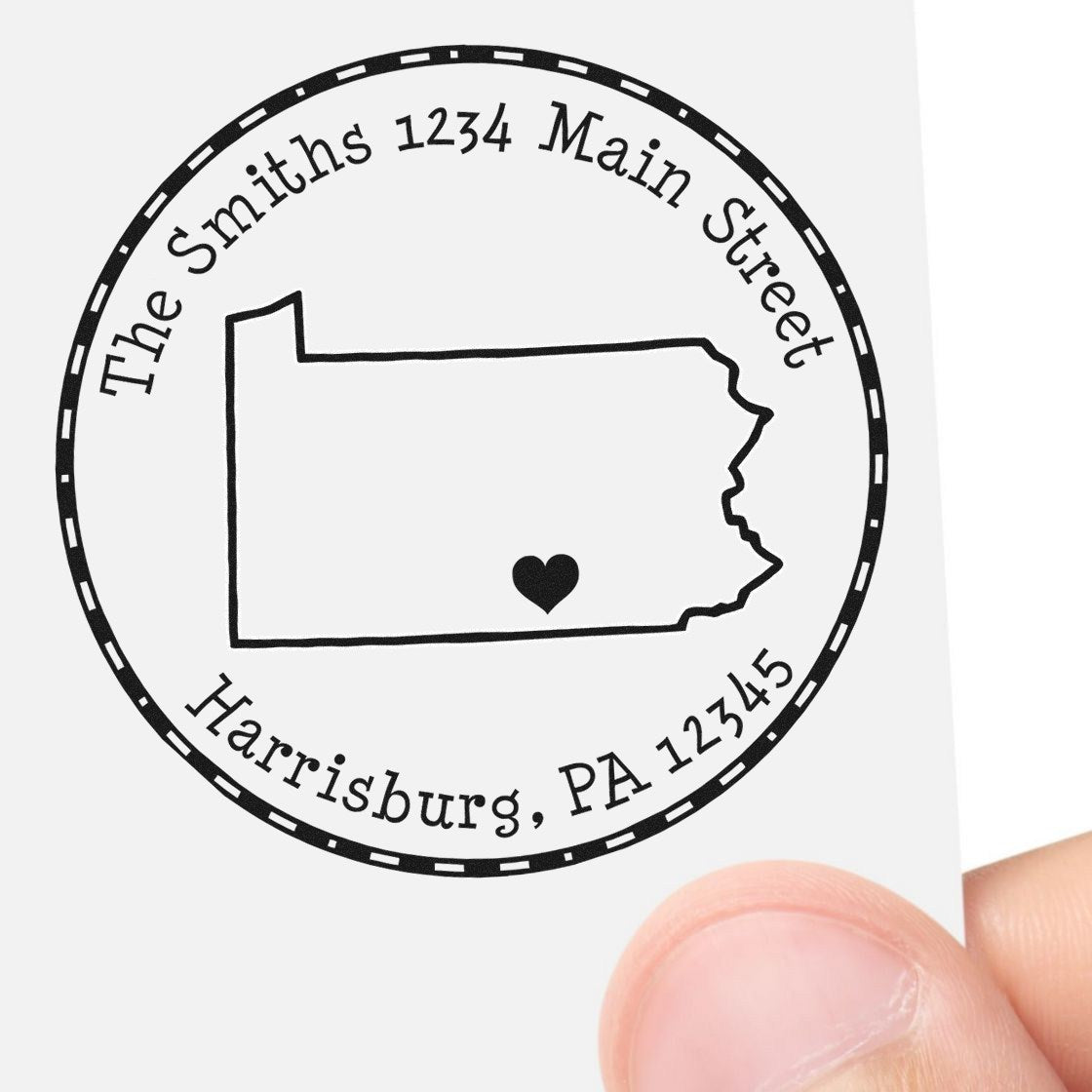 PSI Pre-Inked Round Pennsylvania State Luv Address Stamp