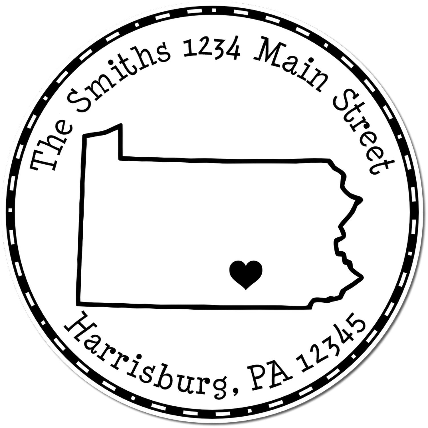 PSI Pre-Inked Round Pennsylvania State Luv Address Stamp