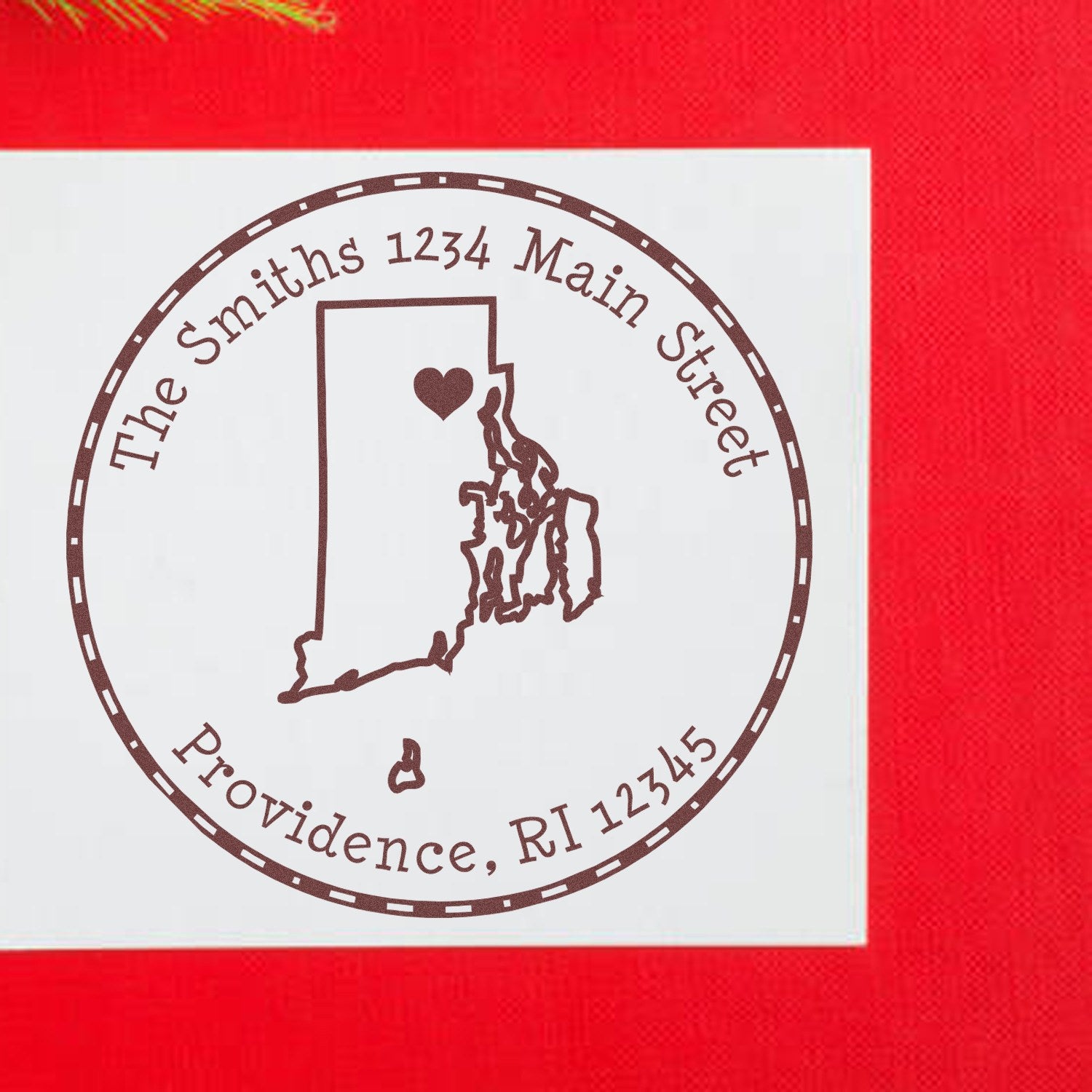 PSI Pre-Inked Round Rhode Island State Luv Address Stamp