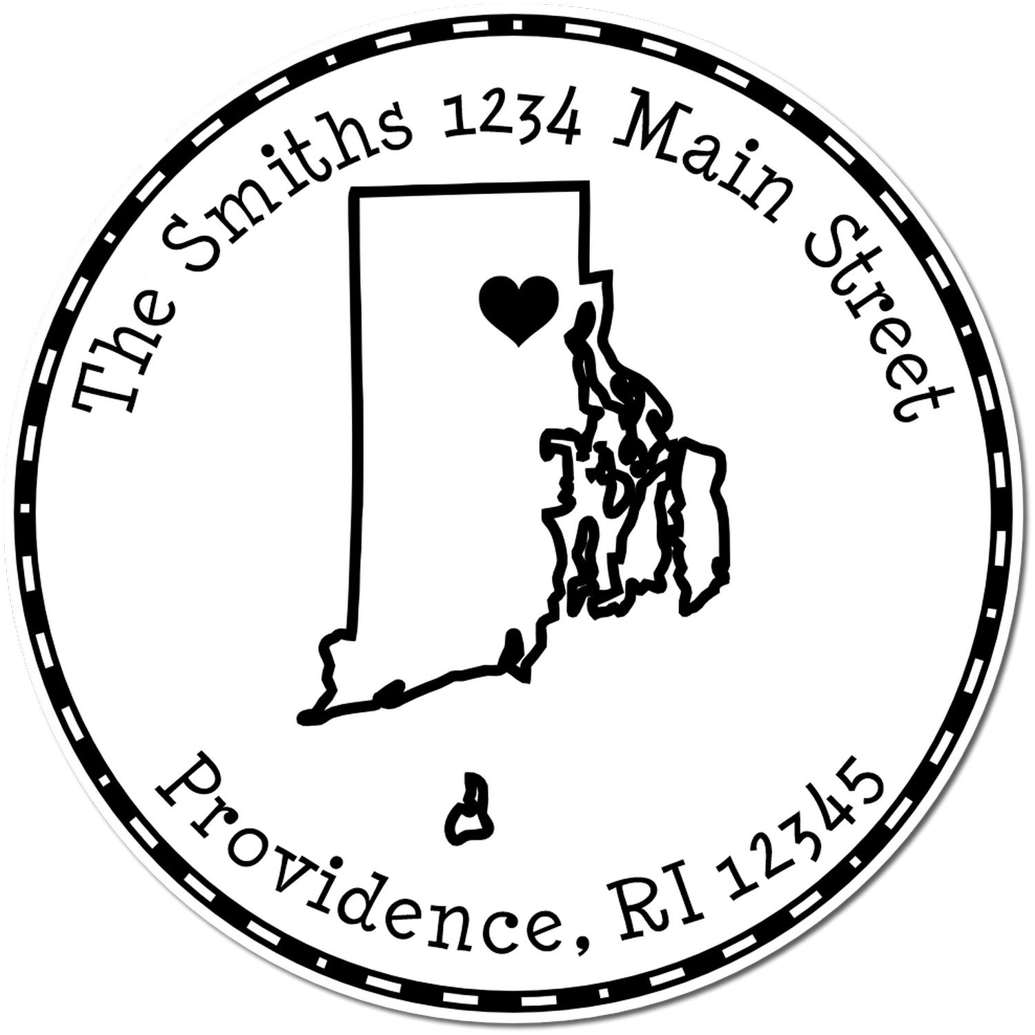 Self-Inking Round Rhode Island State Luv Address Stamp