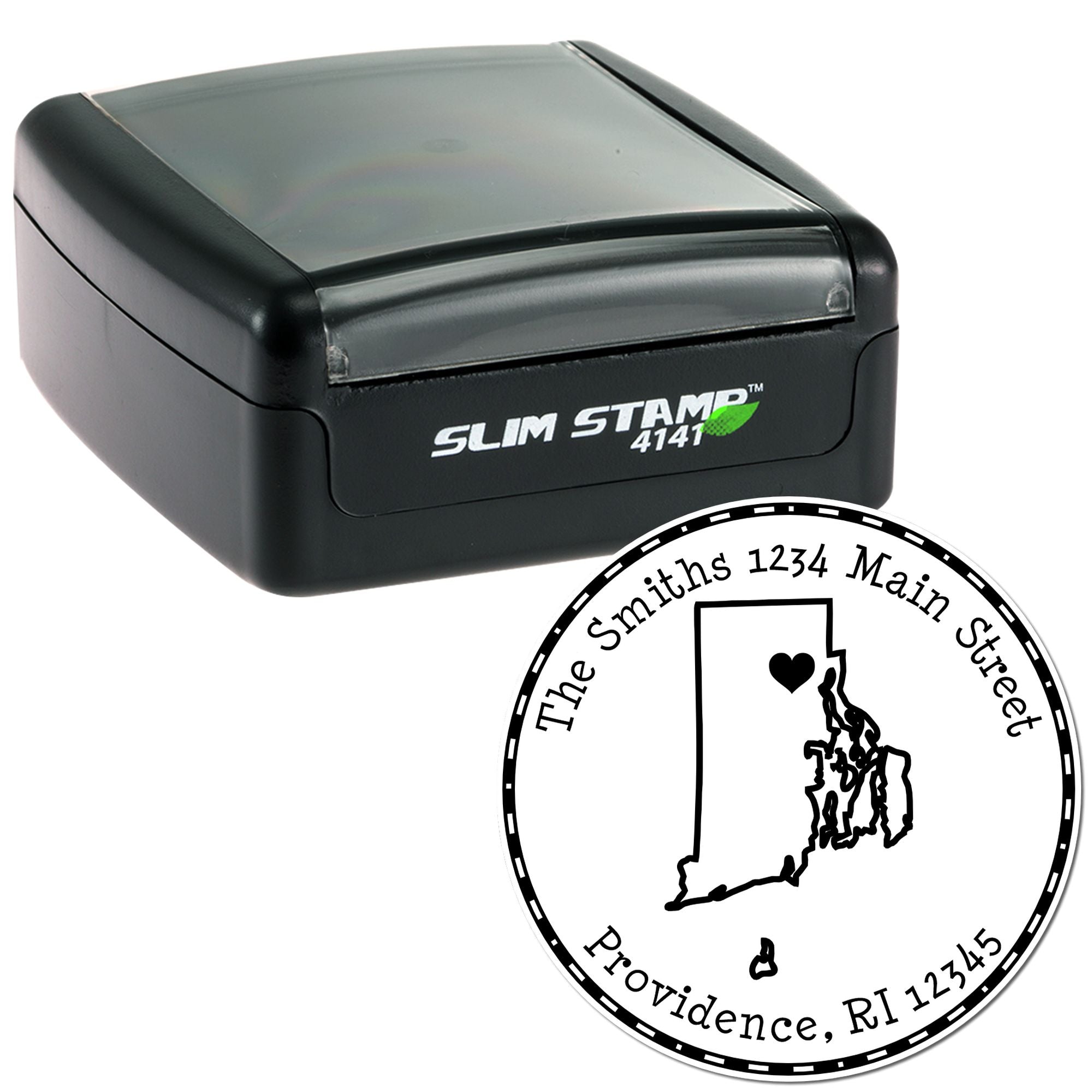 Slim Round Rhode Island State Luv Address Stamp