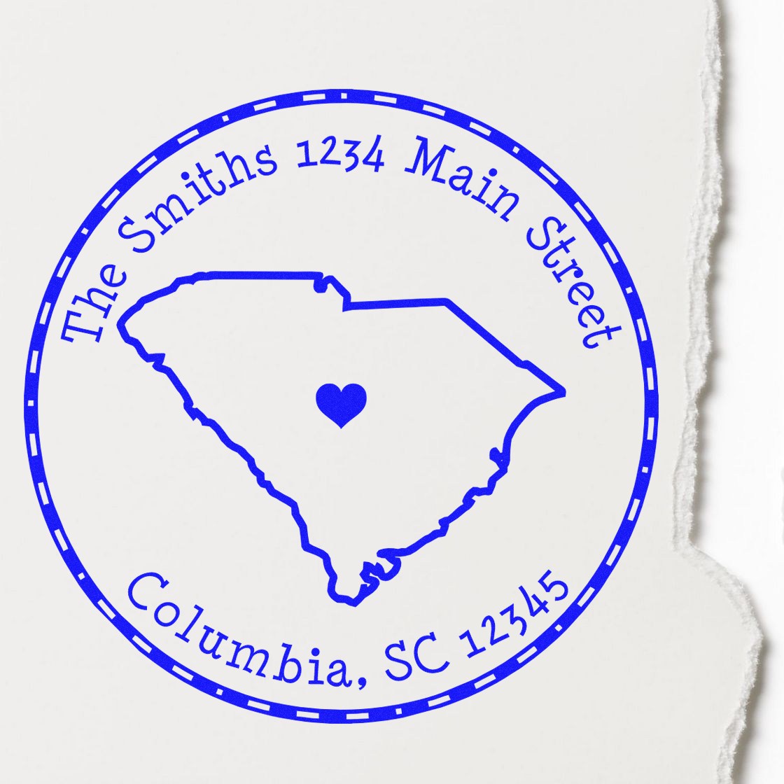 Wood Handle Round South Carolina State Luv Address Stamp