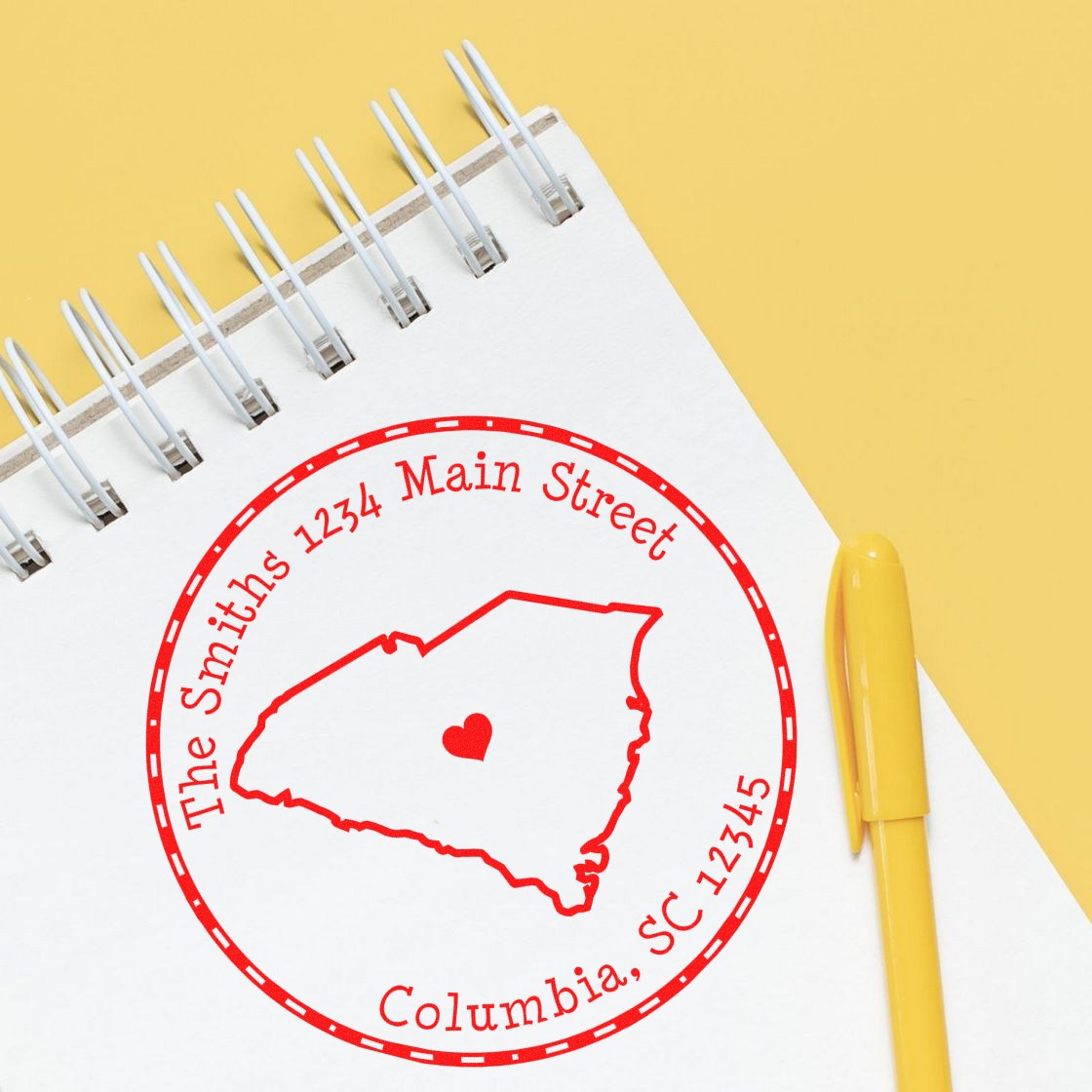 Slim Round South Carolina State Luv Address Stamp